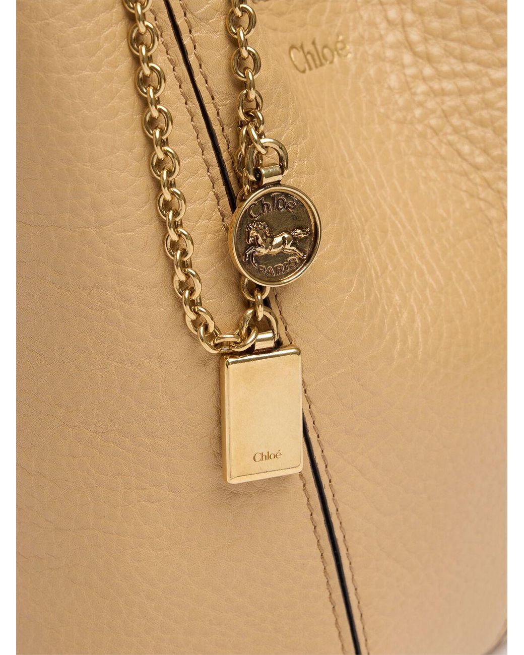 Chloe Small Chloe Grain Leather Tote Bag in Natural Lyst
