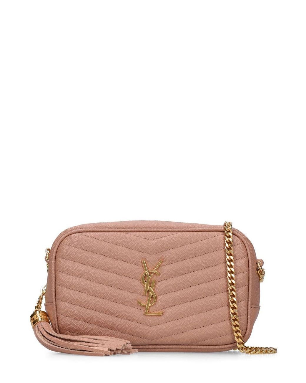 Saint Laurent pink Lou mini quilted leather camera bag