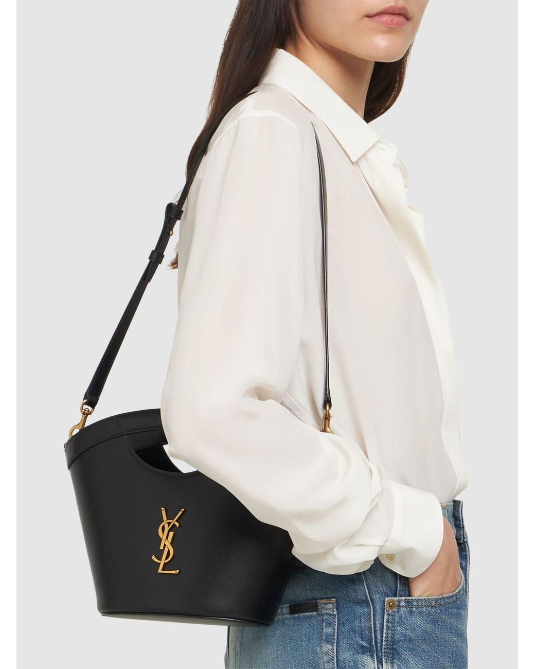 Saint Laurent Mini Celia Leather Tote Bag Unique in Black Lyst UK