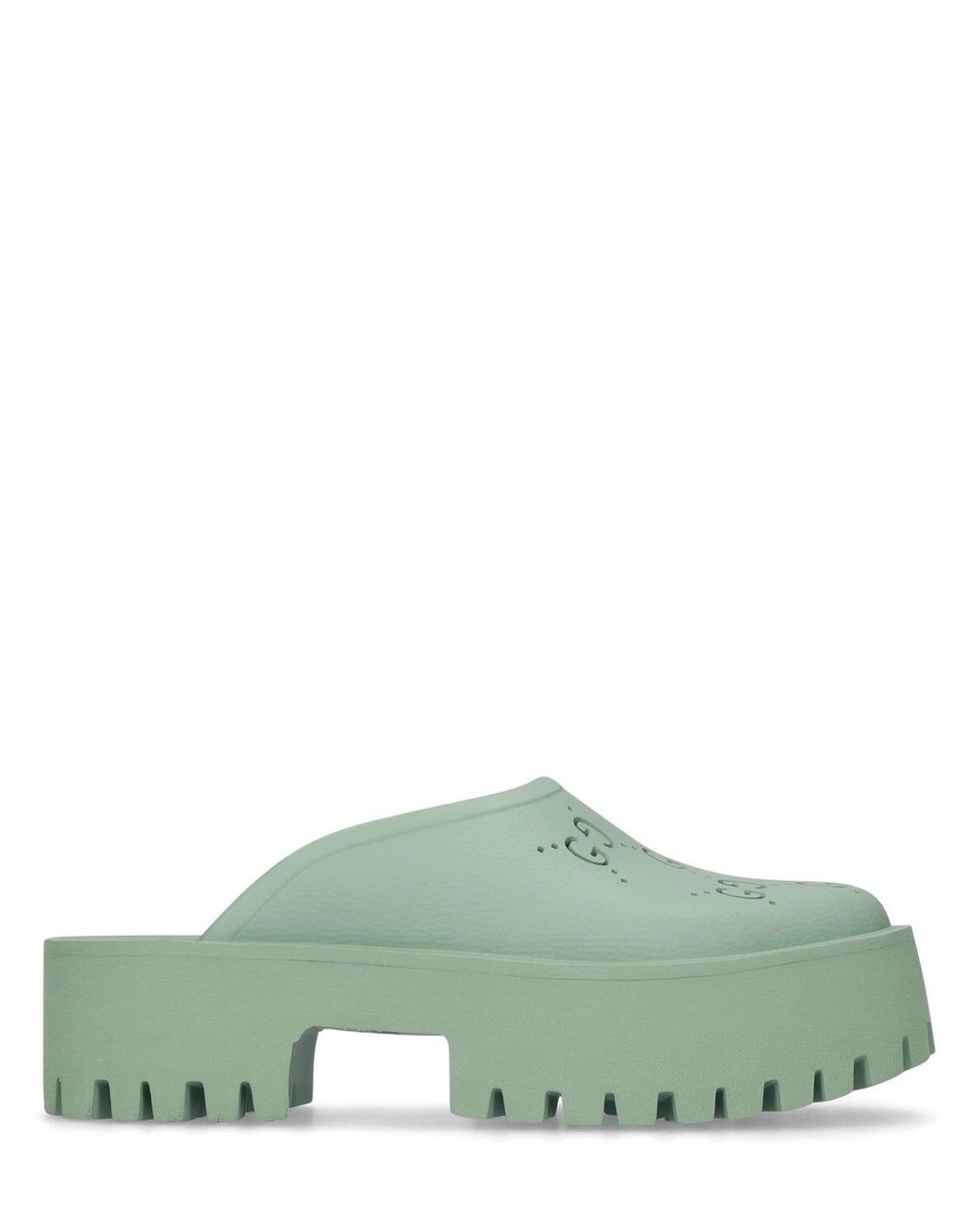 Gucci 55mm Elea Perforated G Platform Sandals in Green | Lyst UK