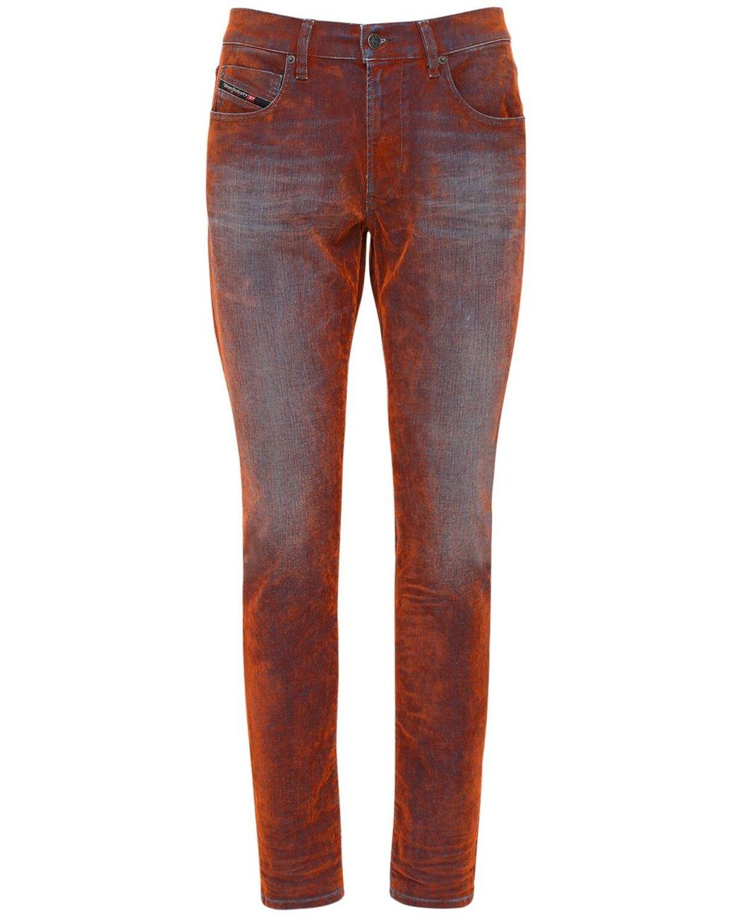 DIESEL D-strukt Slim Velvet Coating Denim Jeans in Orange for Men | Lyst