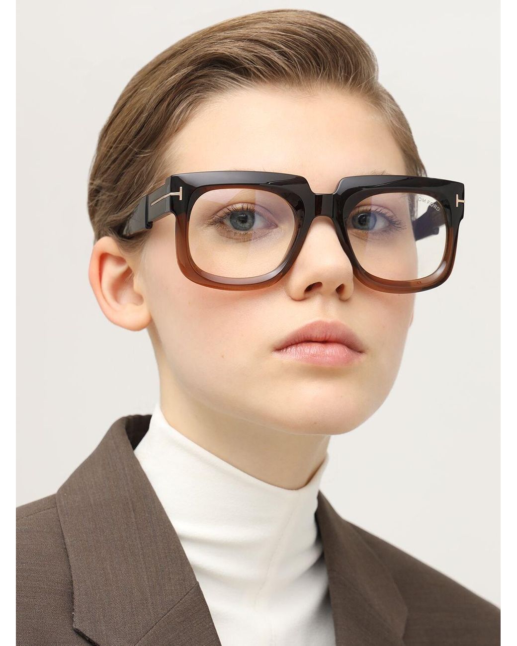 Tom Ford Christian Round Optical Glasses in Brown | Lyst