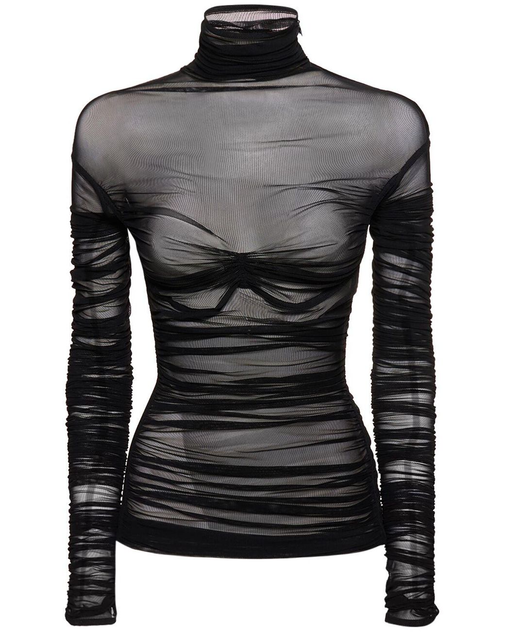 Mesh long hotsell sleeve turtleneck