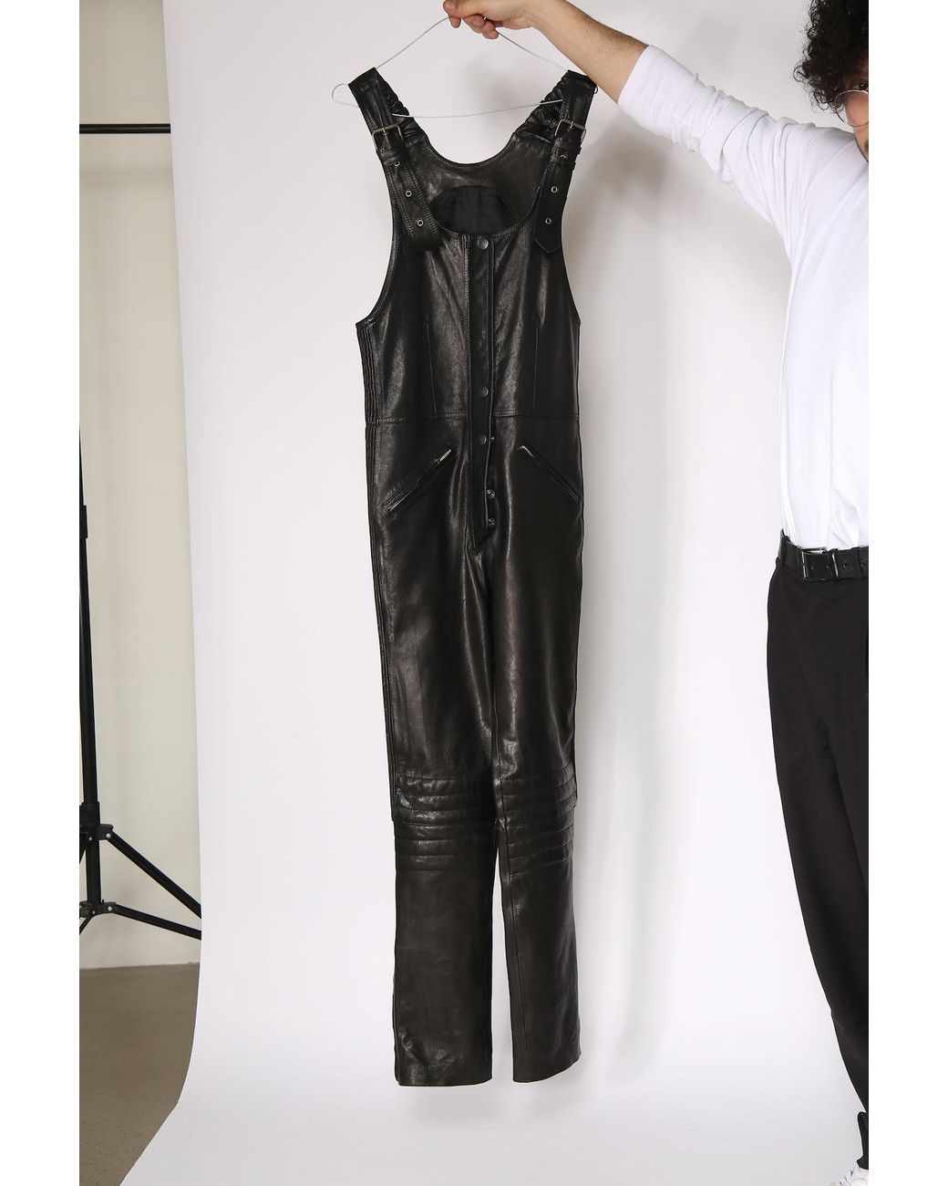 Inspirere nøgen ildsted Isabel Marant Apolina Lamb Leather Jumpsuit in Black | Lyst