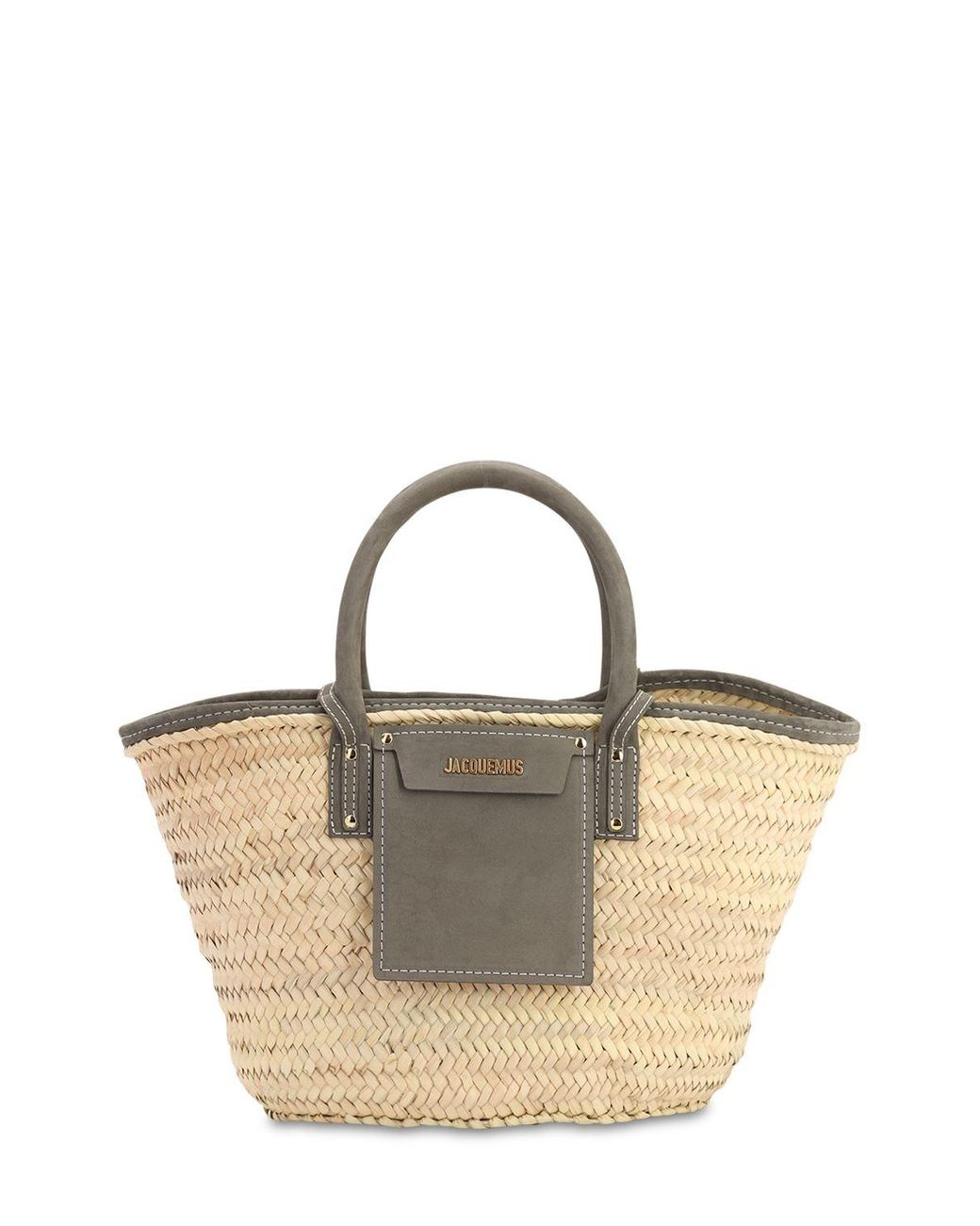 Jacquemus Le Panier Soleil Straw & Leather Bag in Dark Grey (Gray) - Lyst