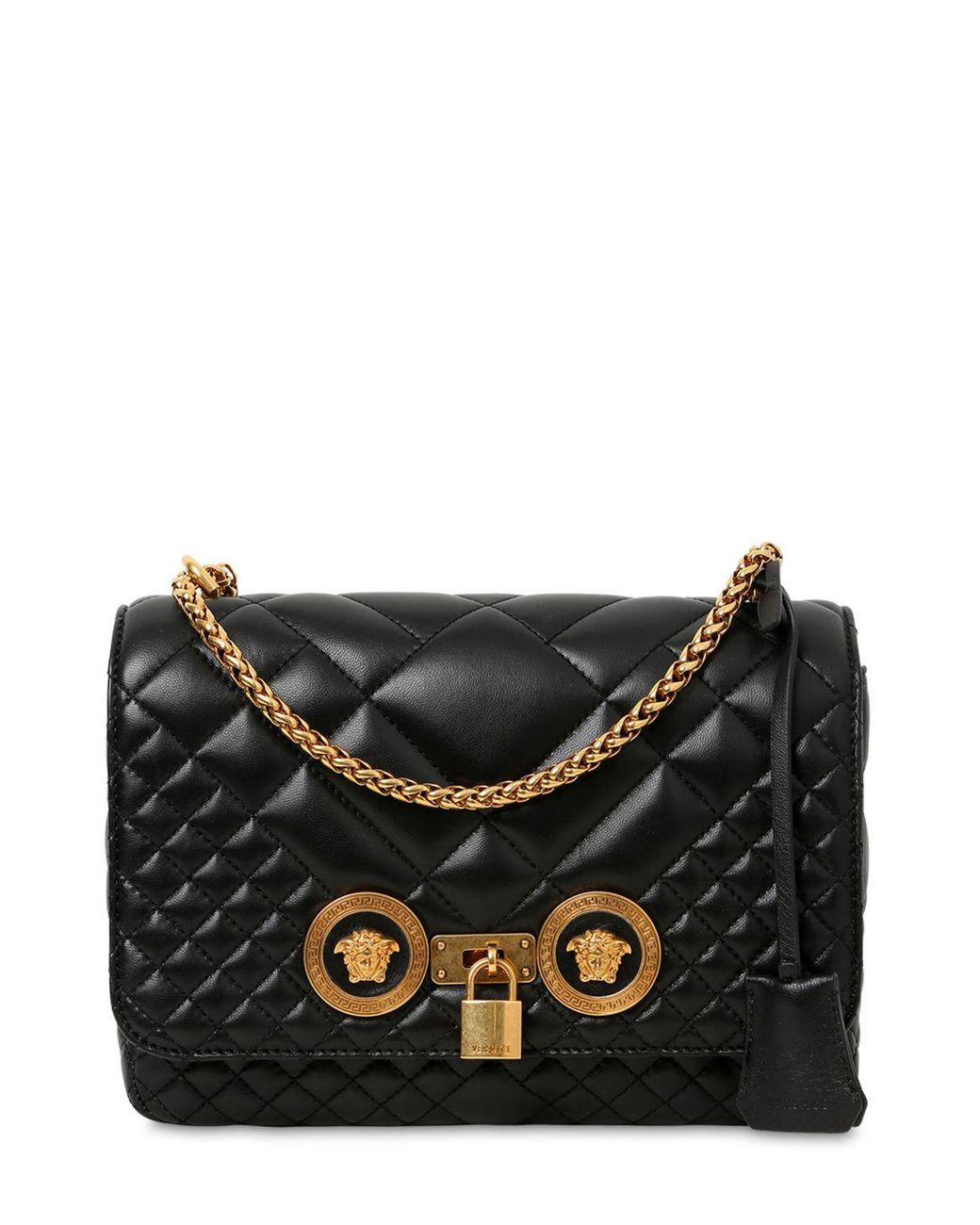 Versace Medium Quilted Icon Shoulder Bag In Black 