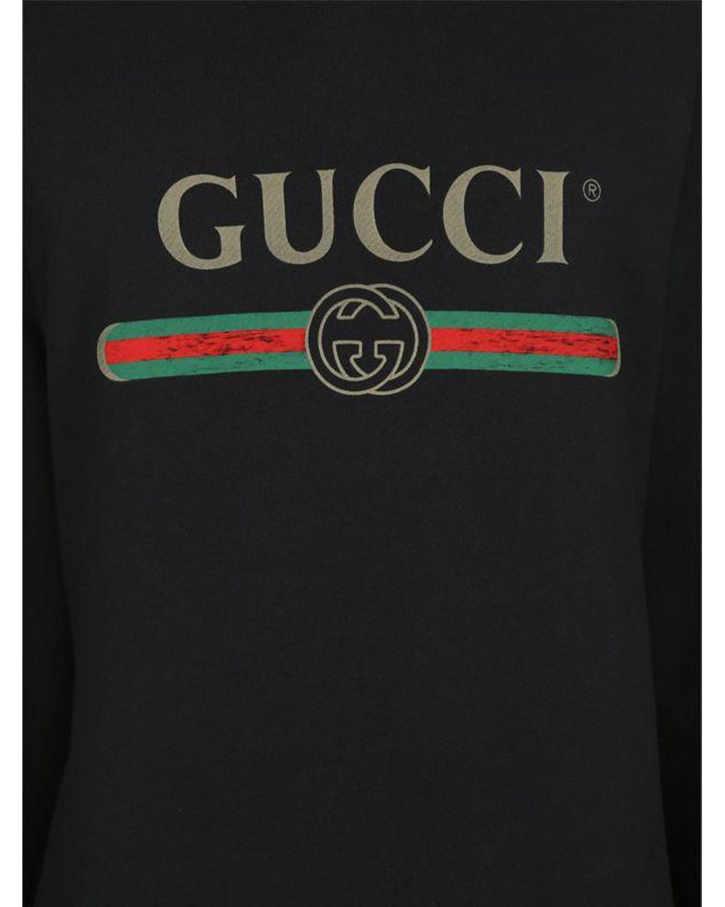 Gucci Vintage Logo Cotton Sweatshirt Hooded in Black for Men | Lyst