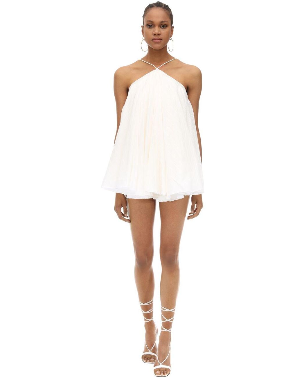 Jacquemus Cotton & Linen Blend A-line Mini Dress in White | Lyst Canada