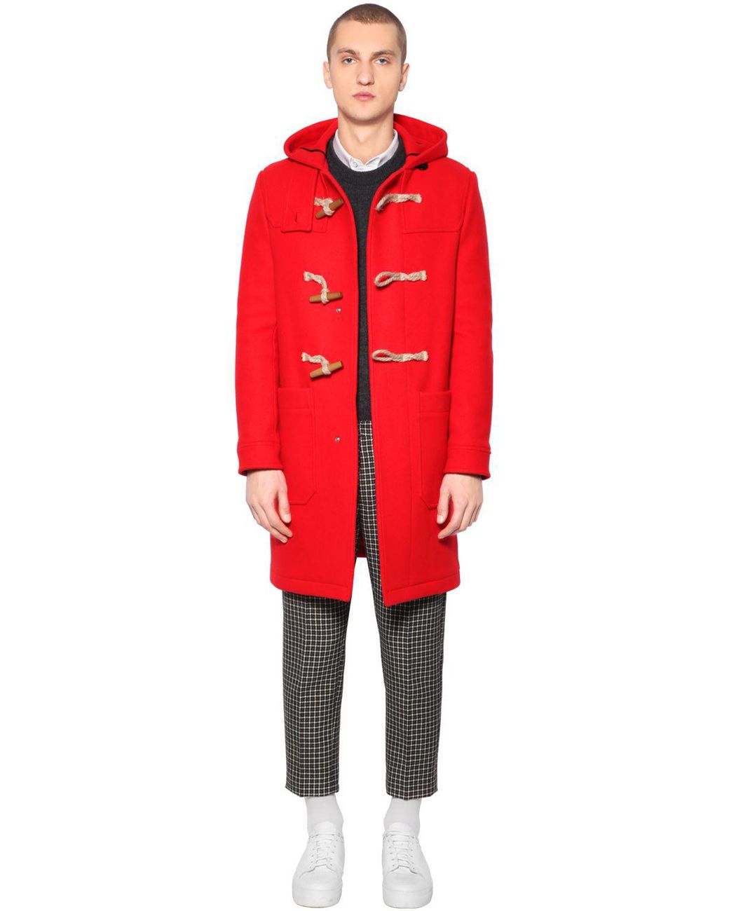 Red wool deals duffle coat