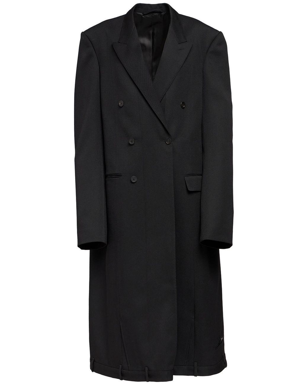 Balenciaga Wool Gabardine Coat in Black Lyst