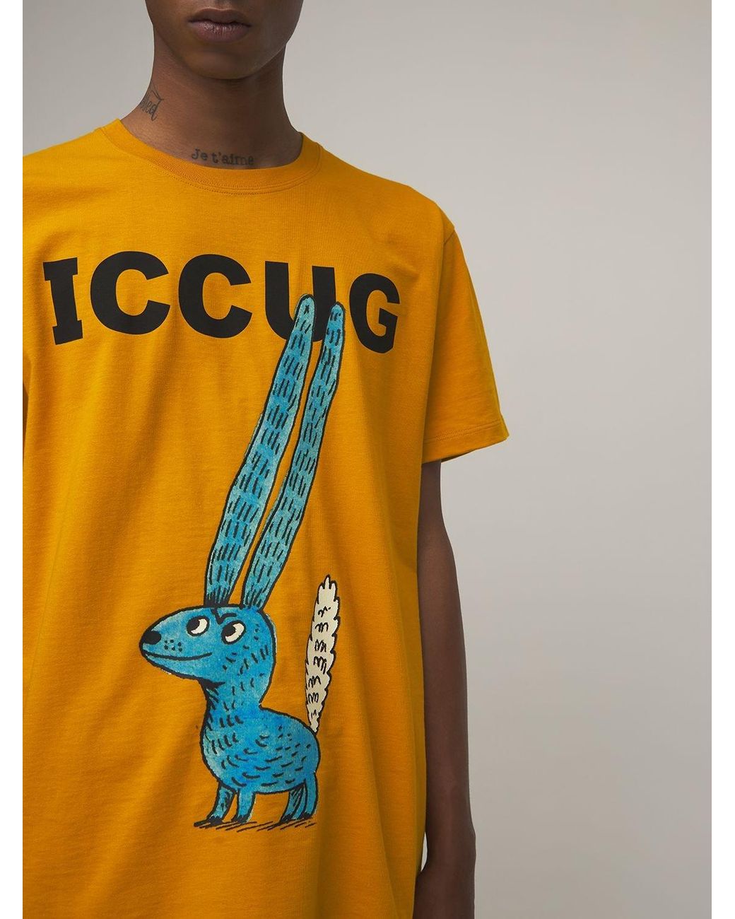 Gucci Iccug Animal Print Cotton T-shirt in Yellow for Men | Lyst