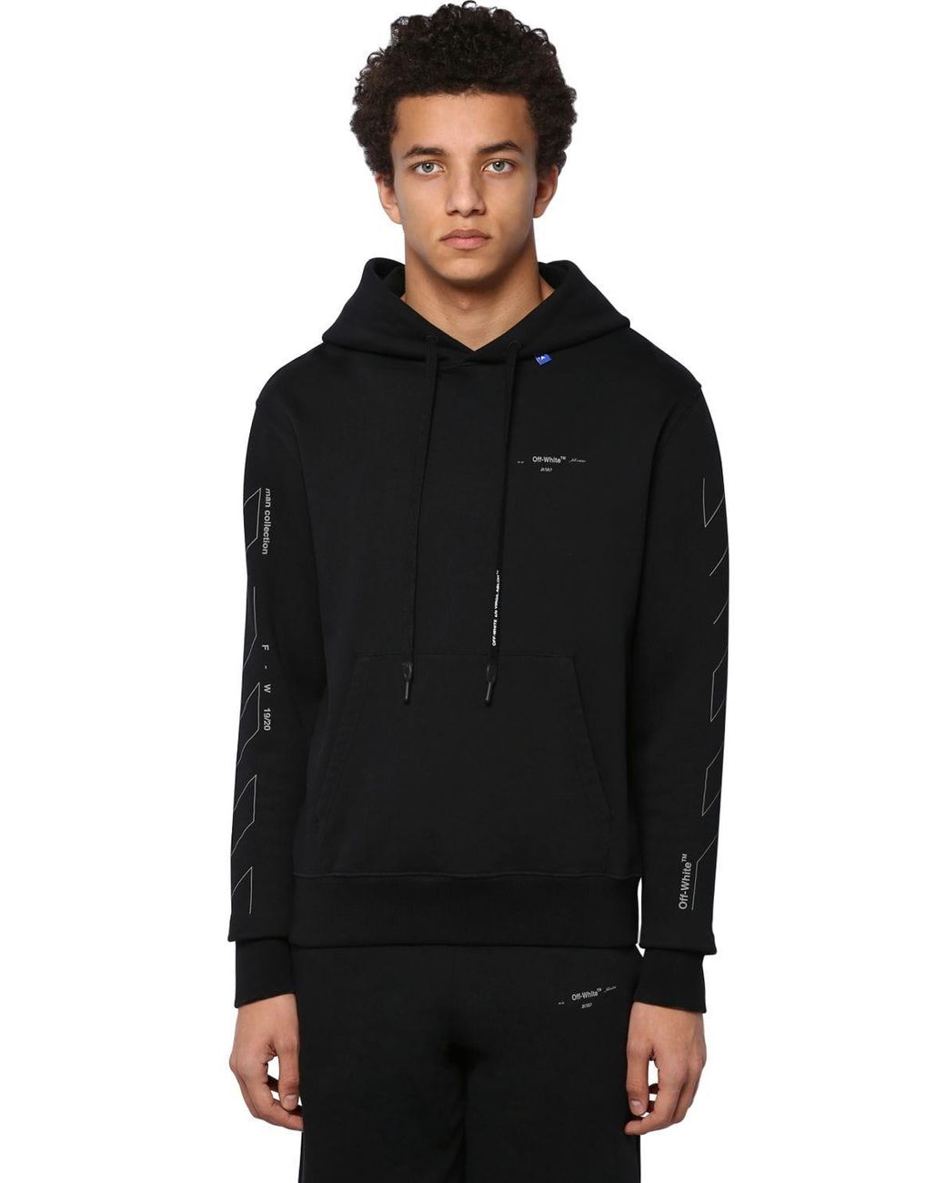 Off White c o Virgil Abloh Unfinished Print Cotton Jersey Hoodie in Black for Men Lyst
