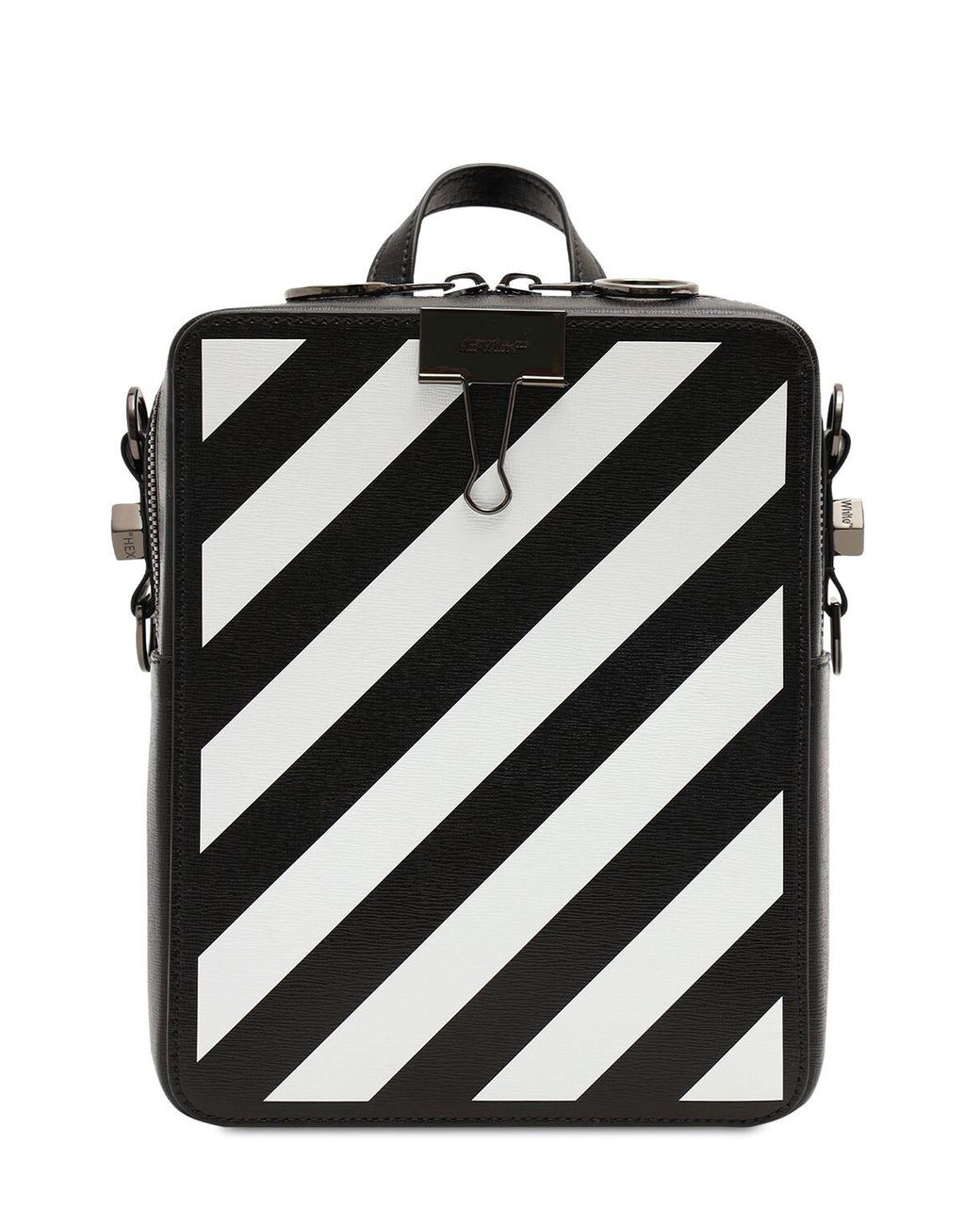 Off-White c/o Virgil Abloh Diag Binder Leather Backpack in Black 