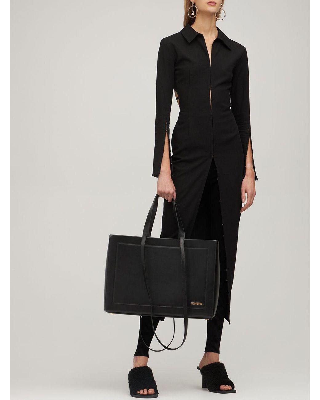 Jacquemus Le Cabas Neve Leather Tote Bag in Black | Lyst Canada