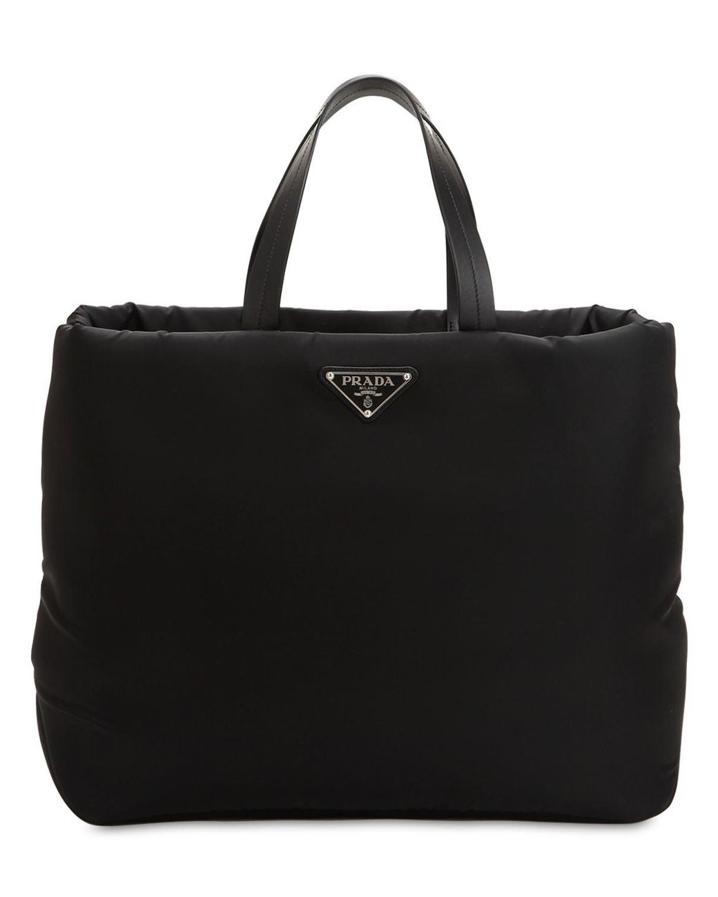 Prada Puffer Nylon Tote Bag in Black | Lyst