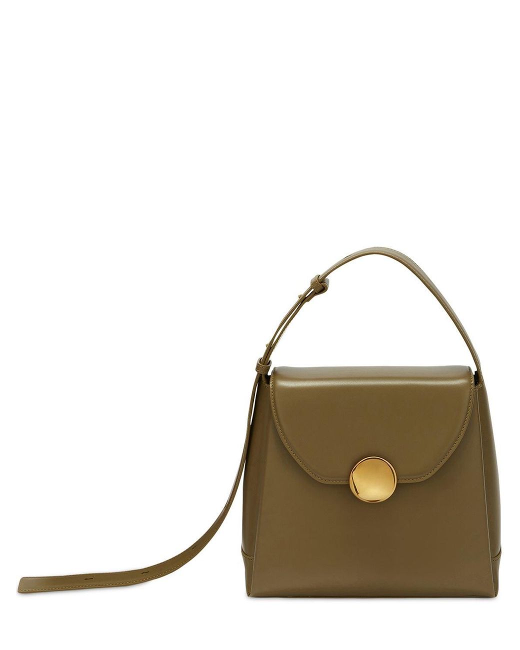 Jil Sander Small Victor Leather Shoulder Bag in Olive Green (Metallic ...