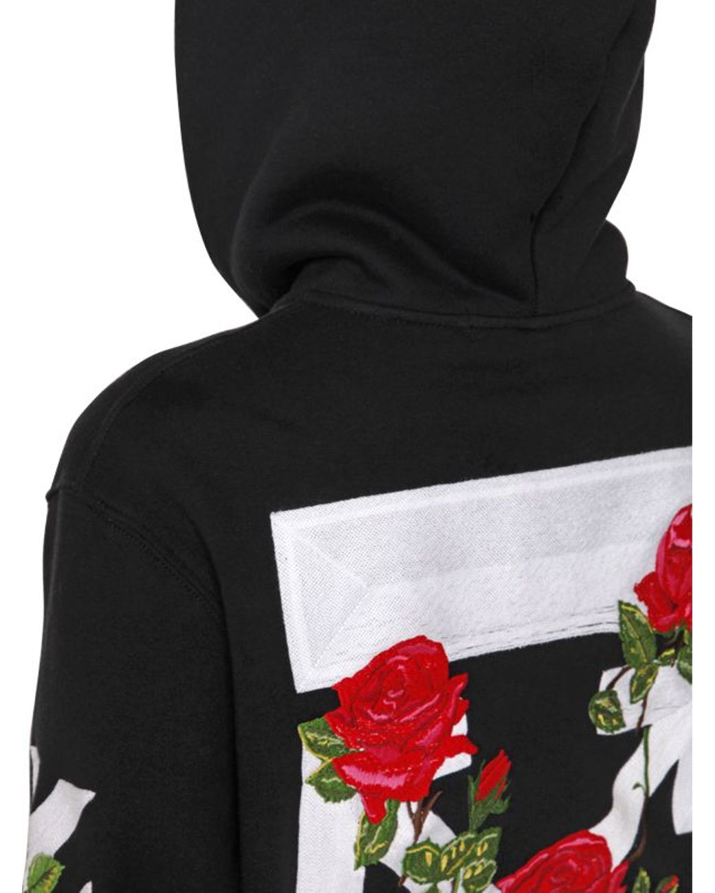 Off-White c/o Virgil Abloh Rose Embroidery Zip-up Cotton Sweatshirt in  Black | Lyst