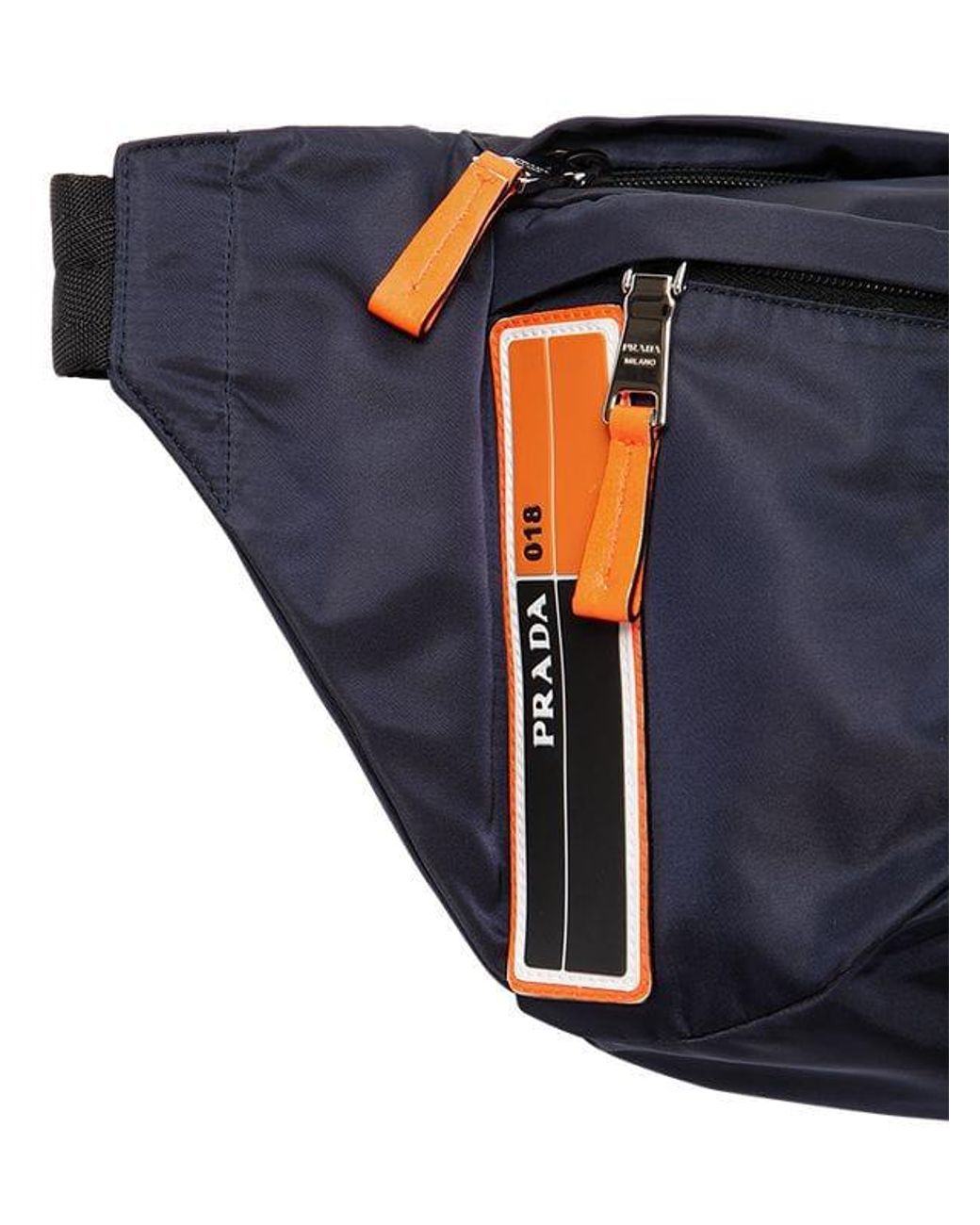 Prada Logo Patch Nylon Belt Bag in Blue for Men | Lyst