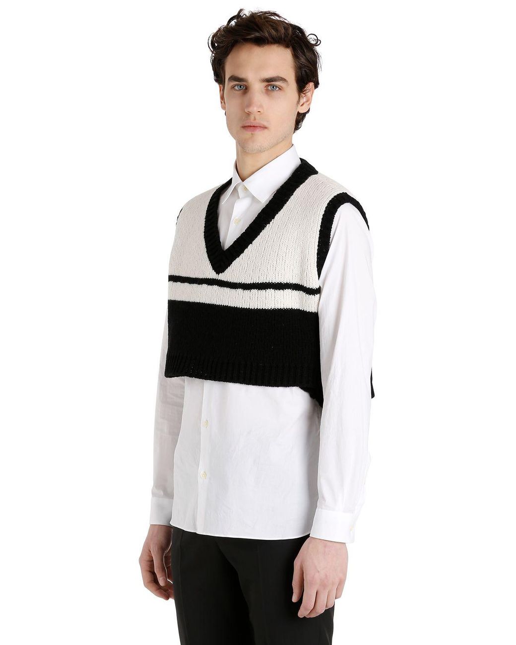 Raf Simons Oversized Cropped Wool Sweater Vest for Men | Lyst
