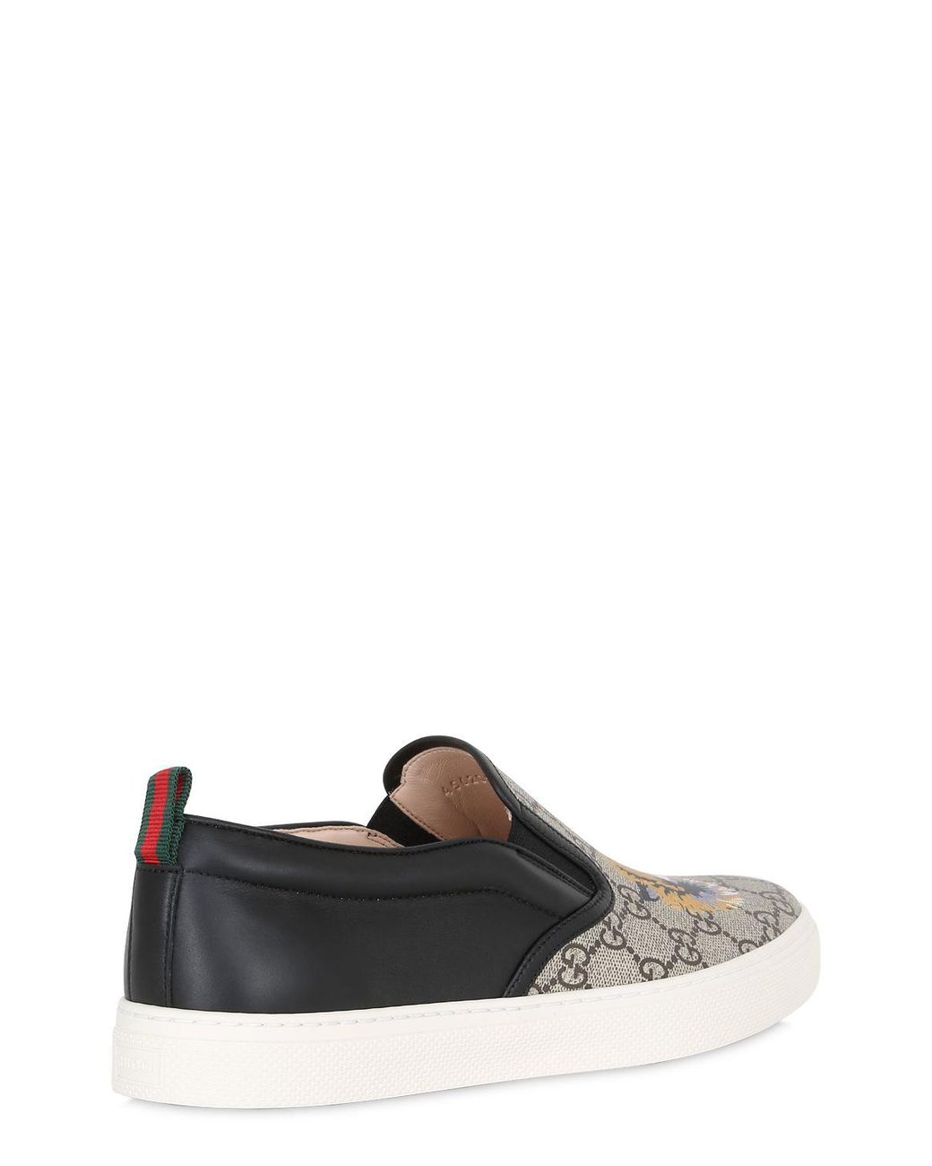 Gucci Tiger Print Gg Supreme Slip On Sneakers in Natural for Men | Lyst