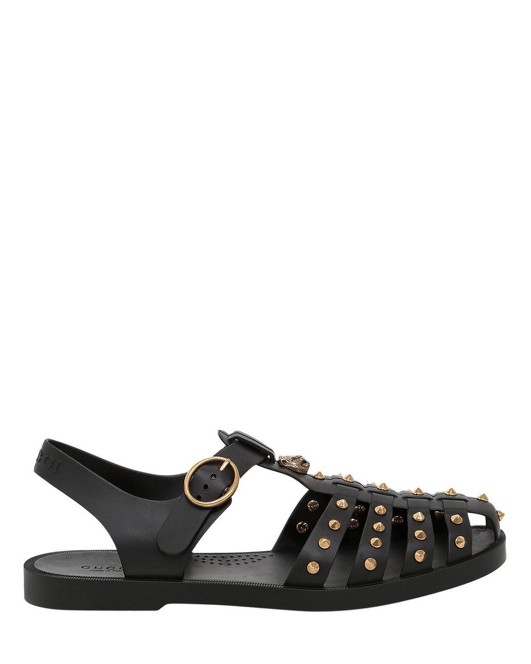 Gucci Studded Gladiator Rubber Sandals in Black | Lyst