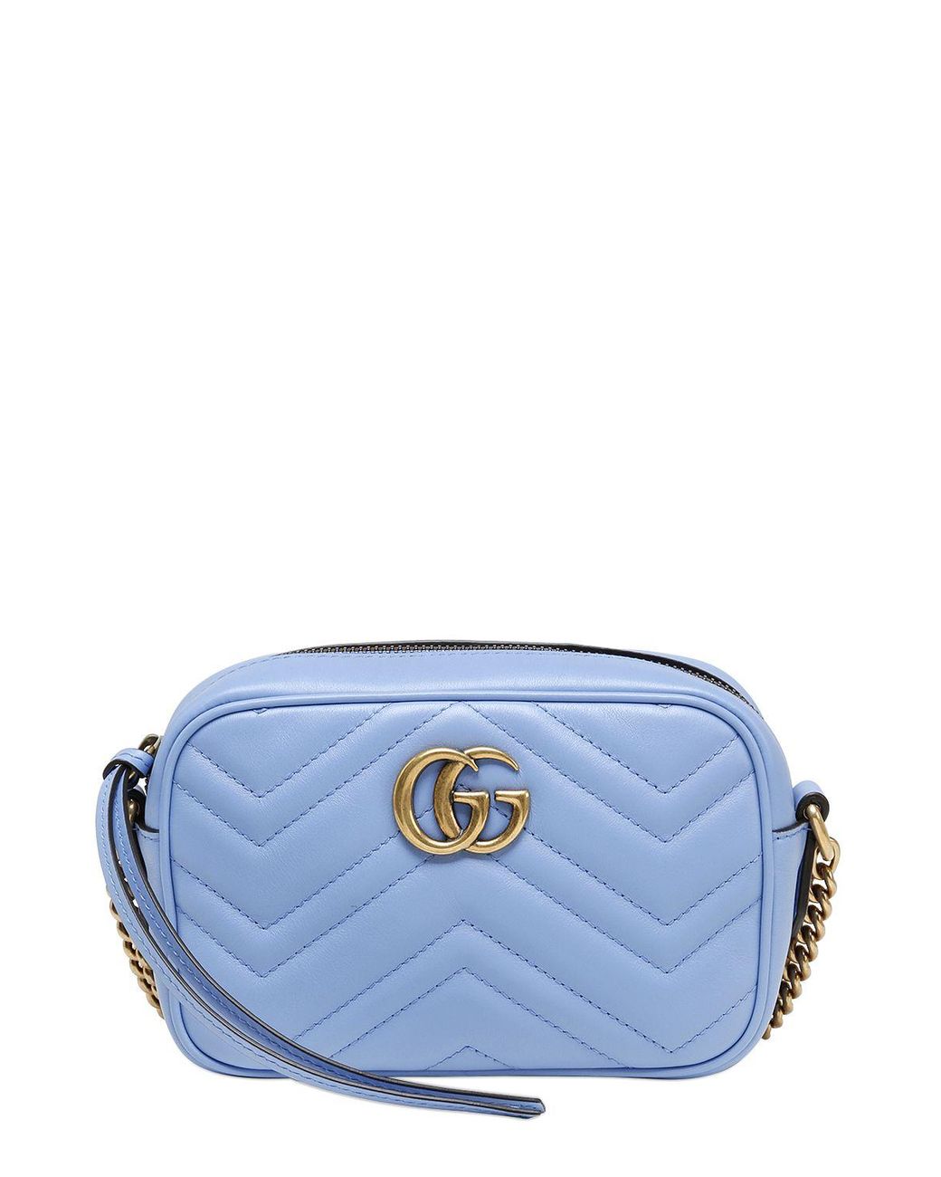 Gucci Mini Gg Marmont  Leather Bag in Blue | Lyst