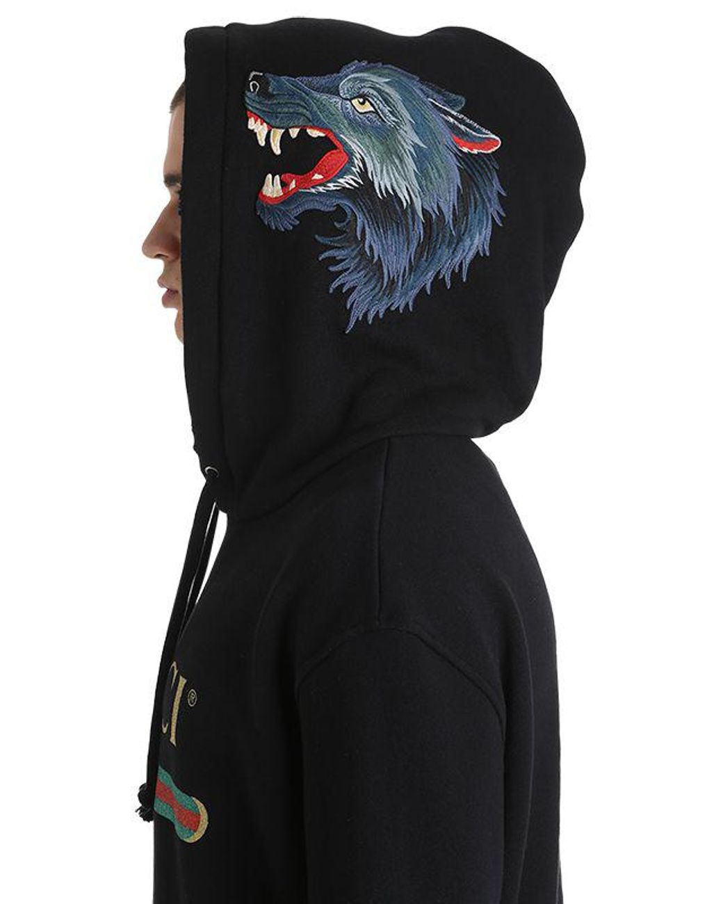 Snelkoppelingen scannen wenkbrauw Gucci Wolf Patches Hooded Cotton Sweatshirt in Black for Men | Lyst