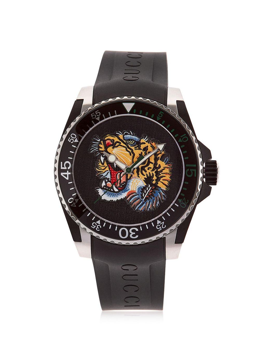 Gucci Rubber Tiger Dive Watch in Black 