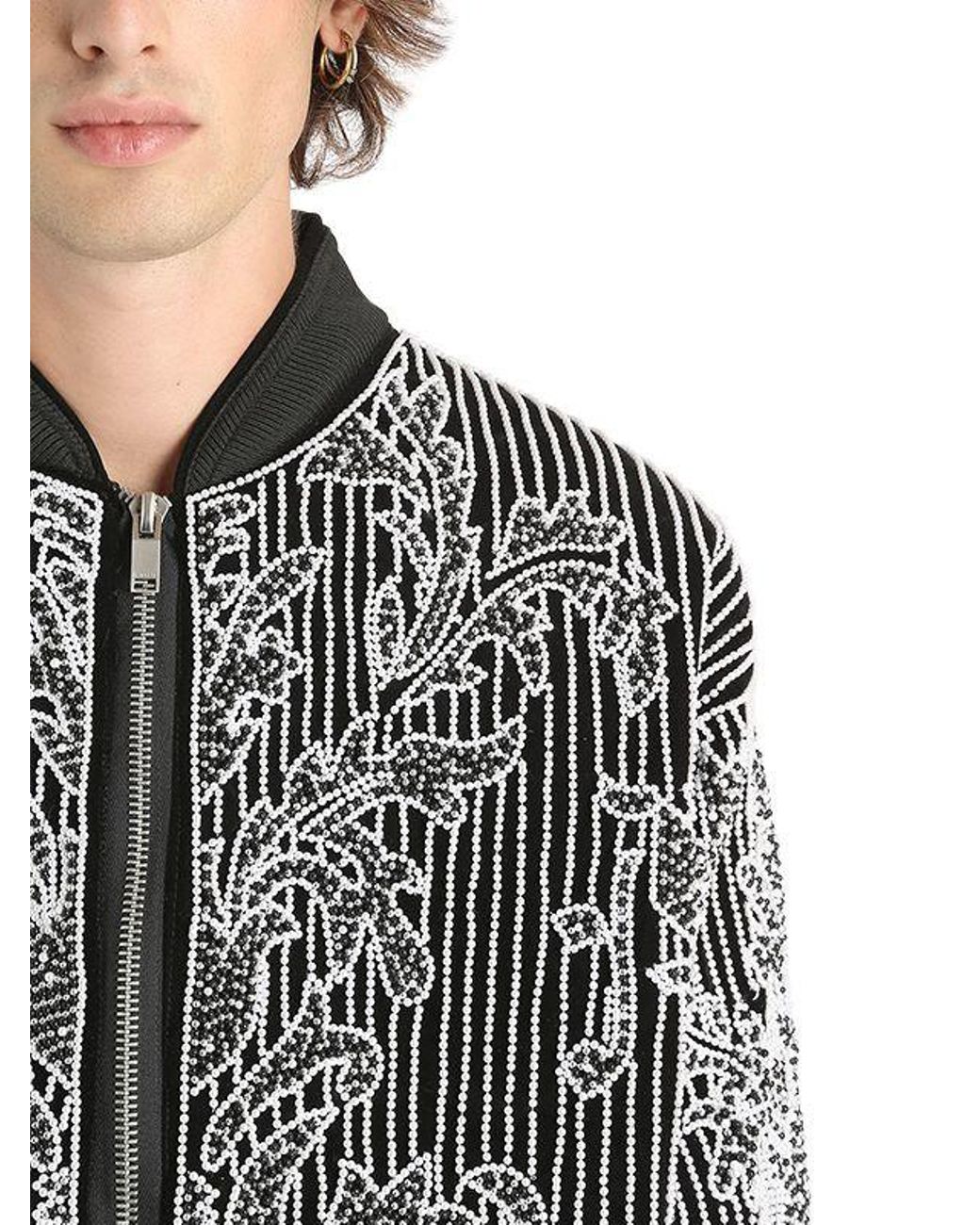 HELIOT EMIL Bomber Jacket W/ Imitation Pearls in Black for Men | Lyst