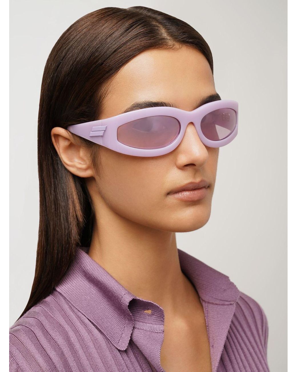 Bottega Veneta Bv1089s Oval Acetate Sunglasses in Purple | Lyst