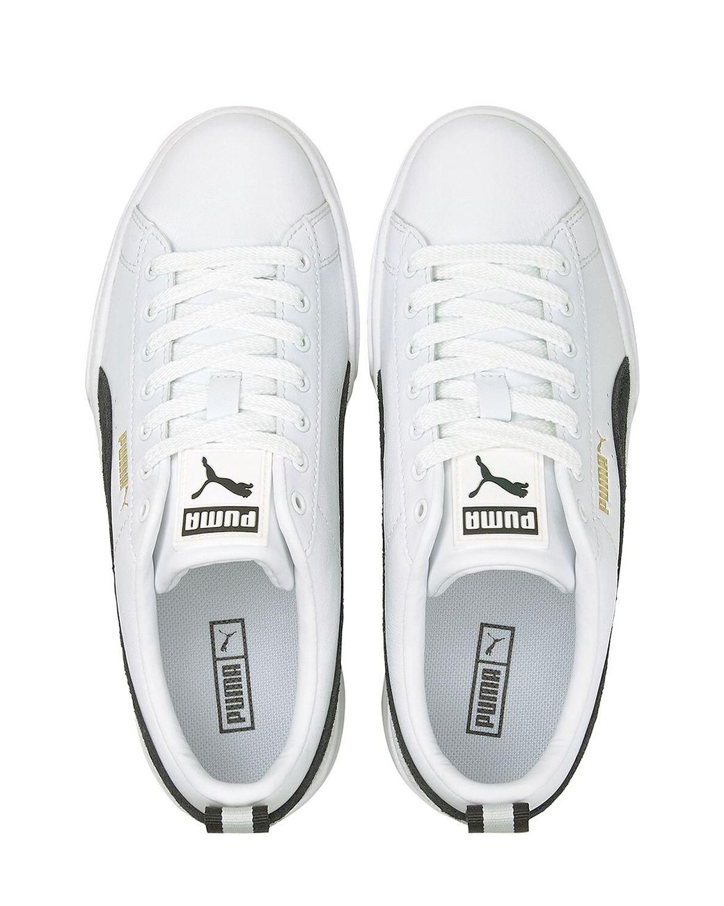 PUMA Mayze Leather Platform Sneakers in White | Lyst
