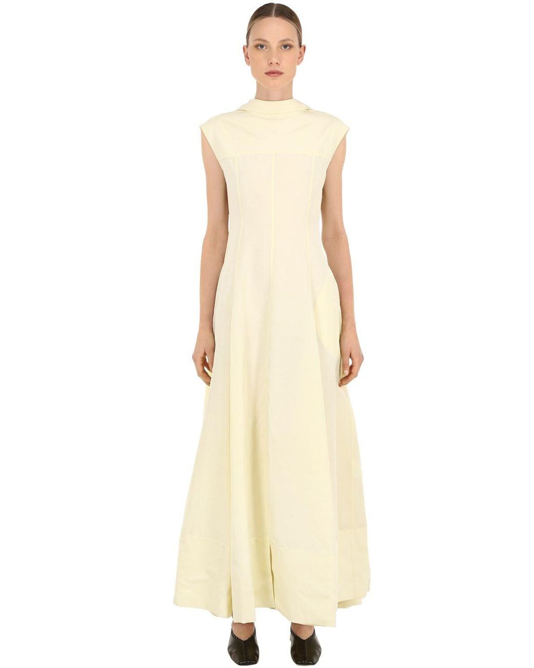 Jil Sander Linen Dress in Yellow | Lyst Australia