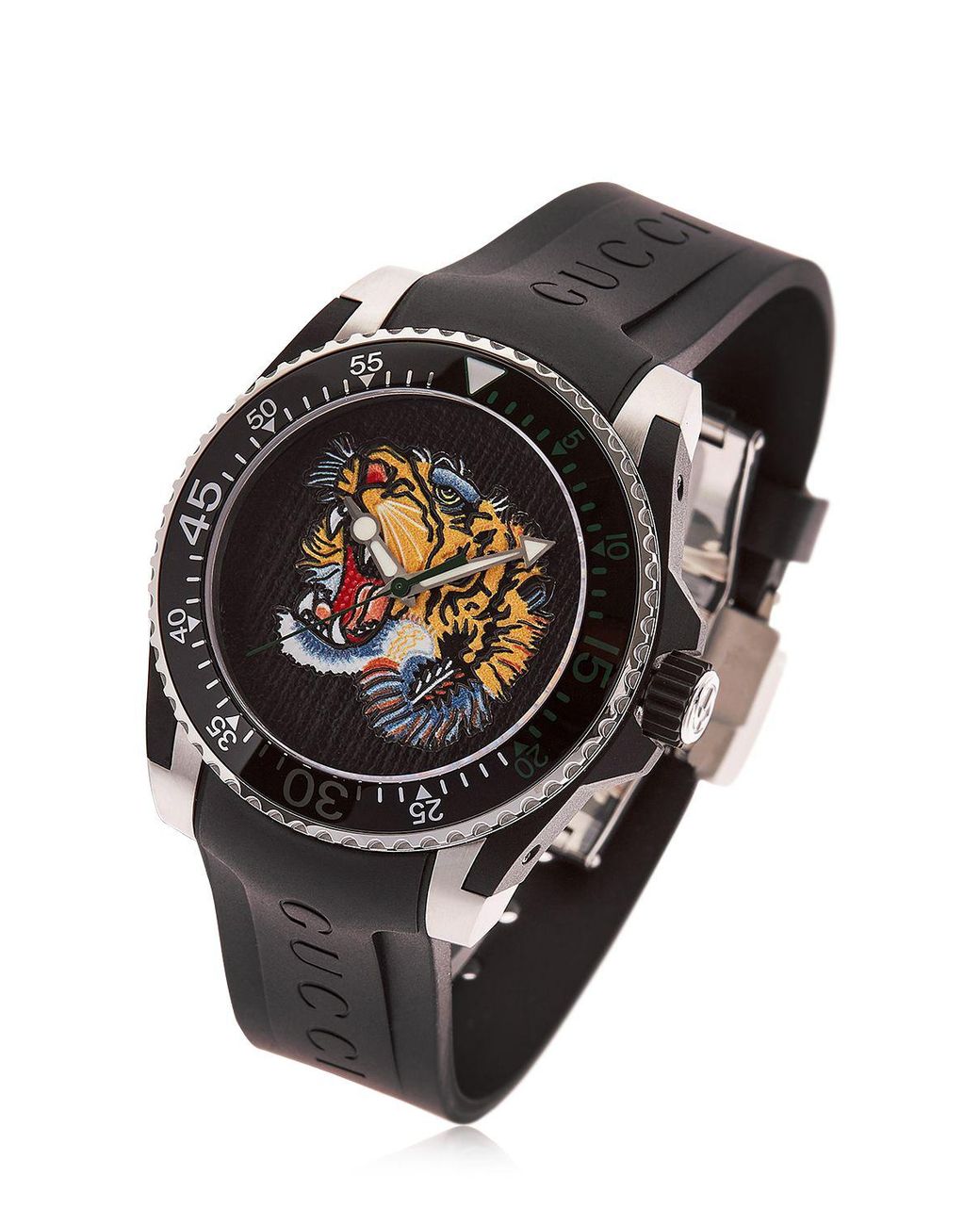 Gucci Rubber Tiger Dive Watch in Black 