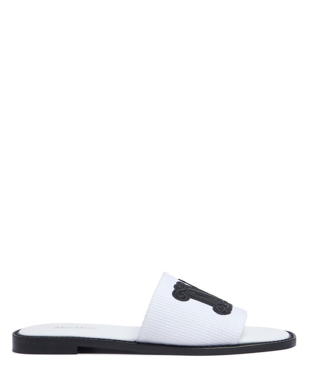 Max Mara 10Mm Cotton & Leather Slides in White | Lyst UK