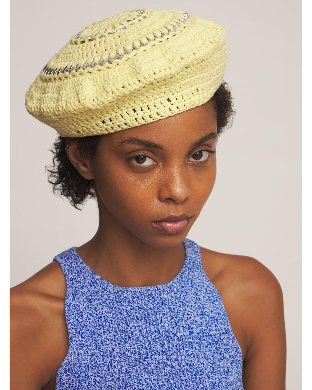 Ganni Cotton Knit Beret Hat | Lyst Canada