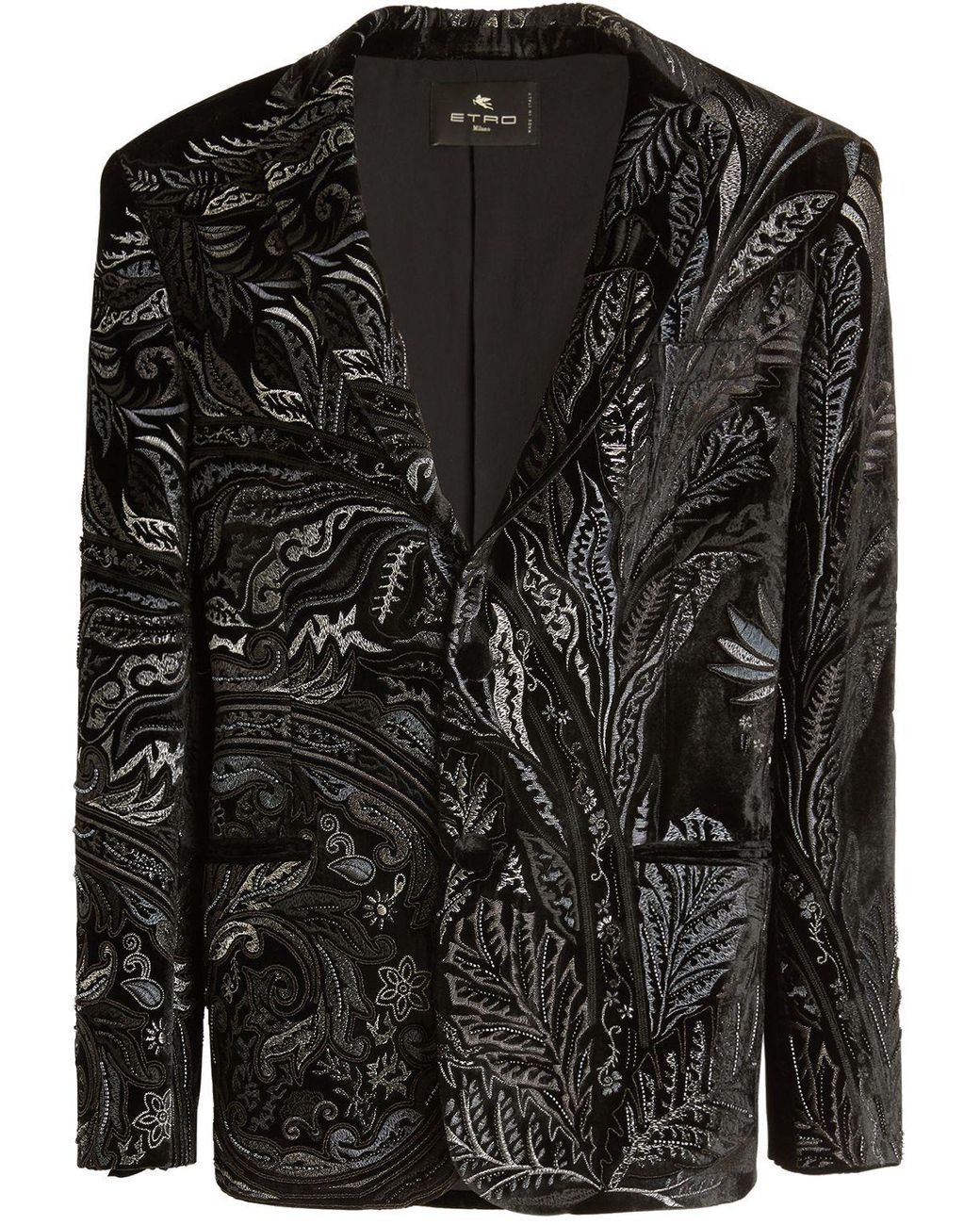 Etro Embroidered Oversized Velvet Blazer in Black | Lyst