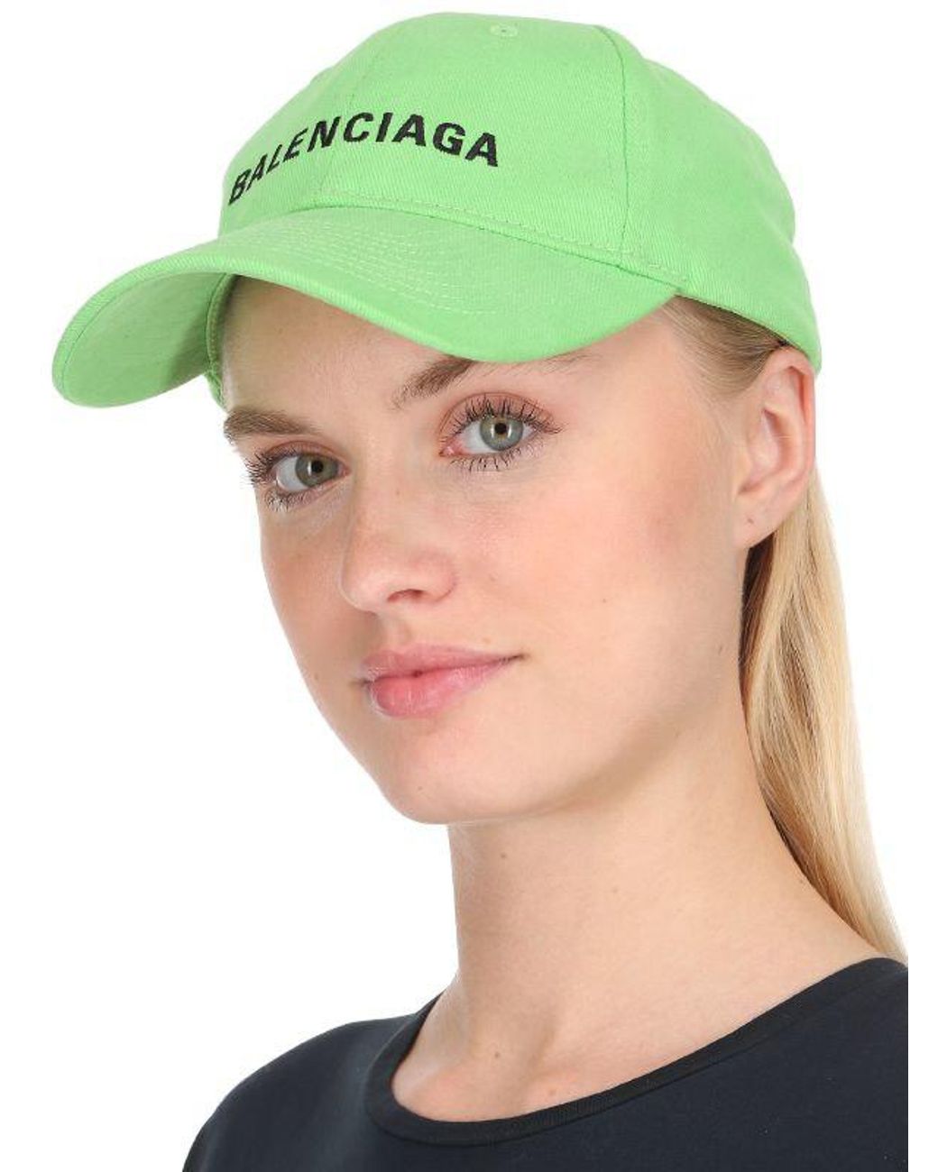 Balenciaga Logo Embroidered Cotton Baseball Hat in Green for Men | Lyst