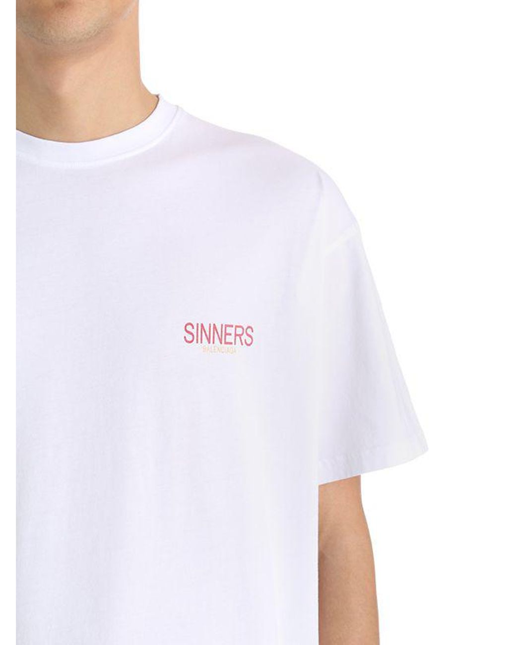 Balenciaga Sinners Printed Cotton Jersey T-shirt in White for Men | Lyst