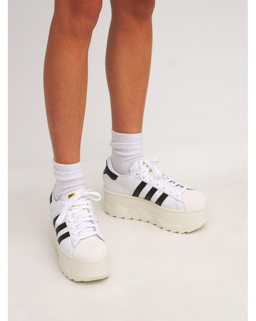 adidas Originals Leather Superstar Platform Sneakers in White | Lyst