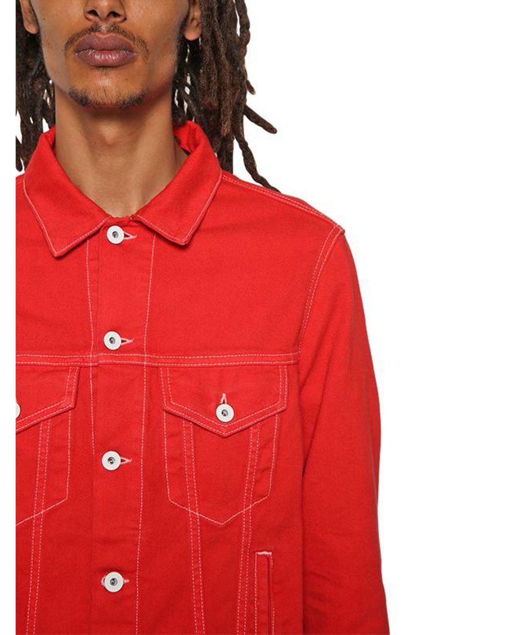Off-White c/o Virgil Abloh Skulls Printed Cotton Denim Jacket in Red for  Men | Lyst