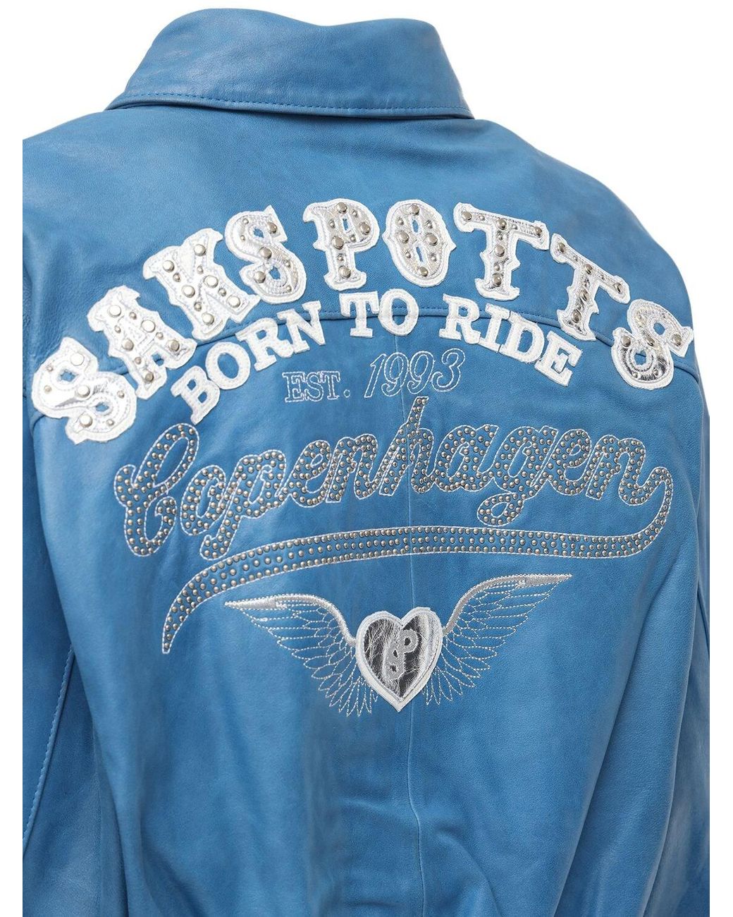 Saks Potts Diable Embellished Leather Jacket in Blue | Lyst
