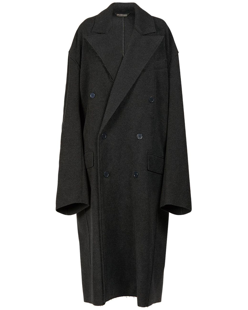 Balenciaga Brushed Cashmere Raw Edge Coat in Black Lyst