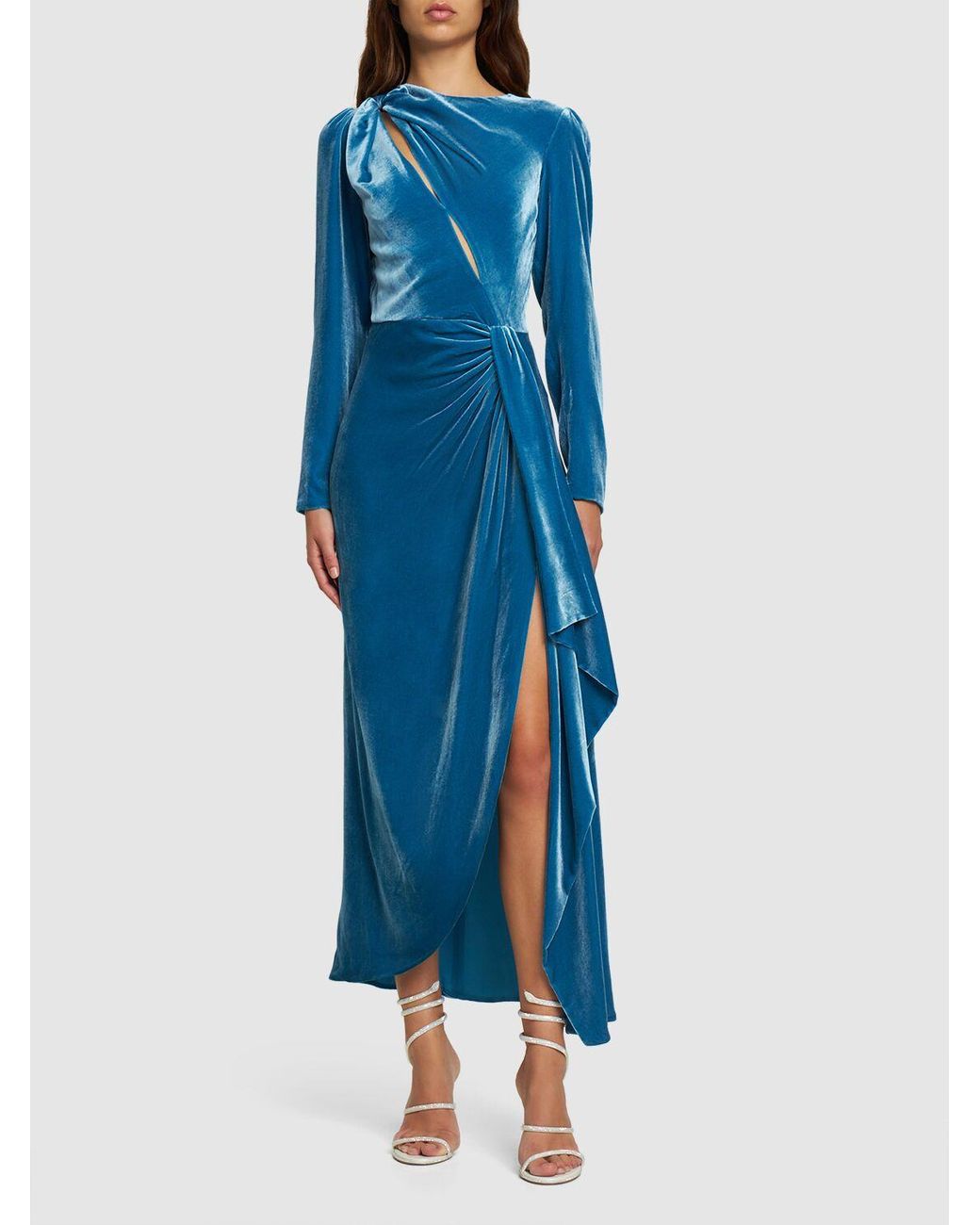 COSTARELLOS コスタレロス ドレス Lapis draped velvet 850985 COSTARELLOS コスタレロス ドレス Lapis draped velvet 850985