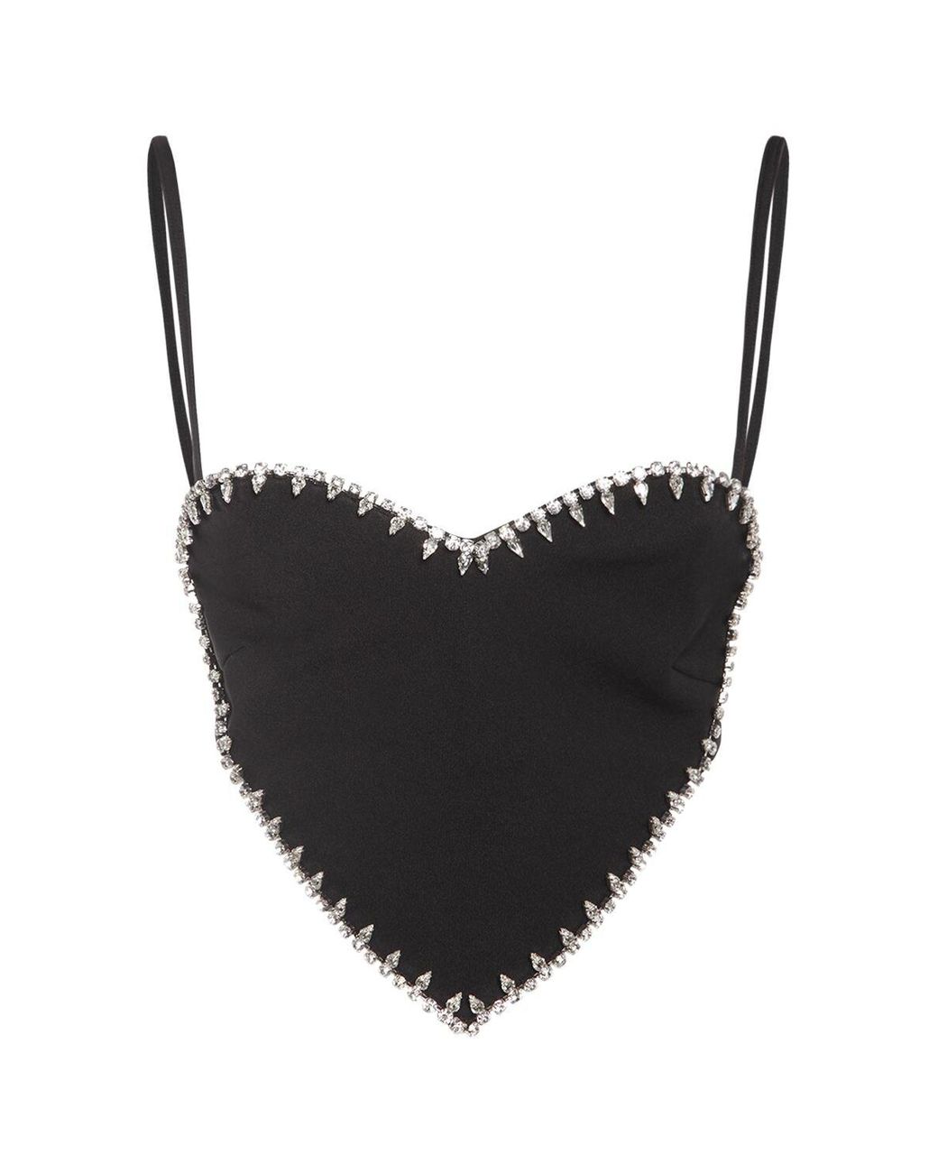 Area Embellished Trim Heart Top in Black | Lyst