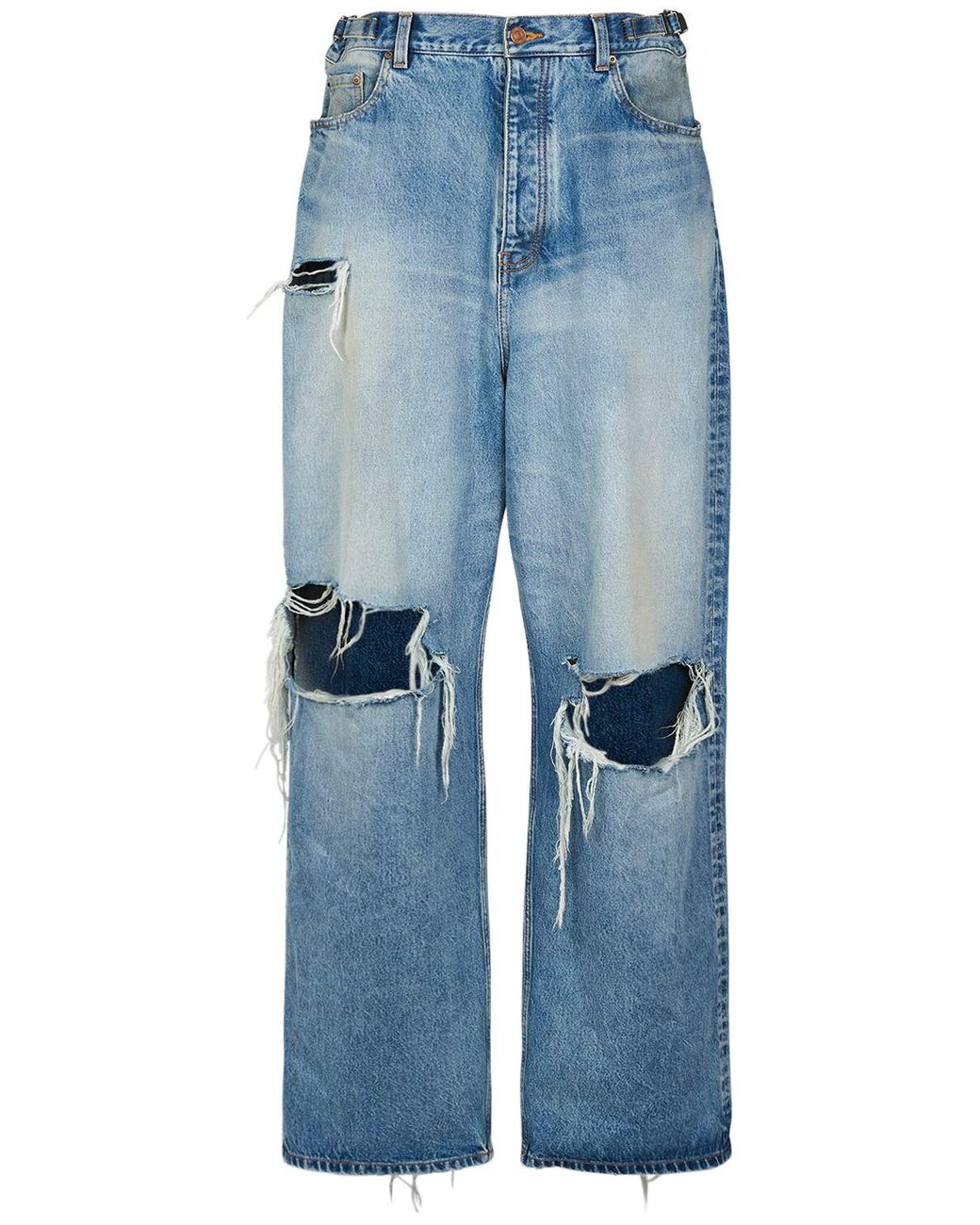 Balenciaga Destroyed Super Large Cotton Baggy Jeans in Blue for Men ...
