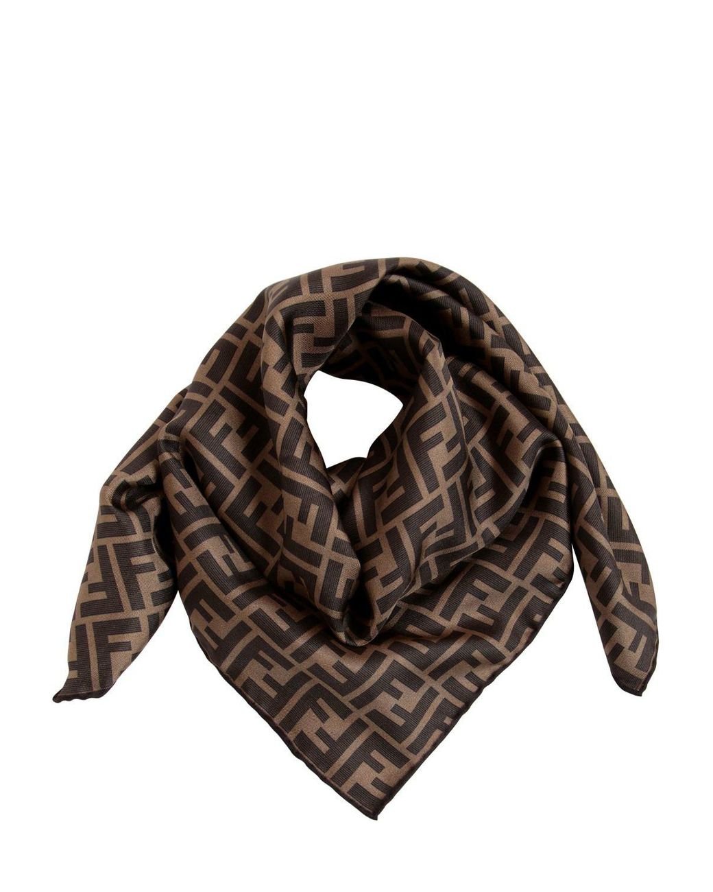 Fendi Ff Logo Silk Scarf in Black | Lyst