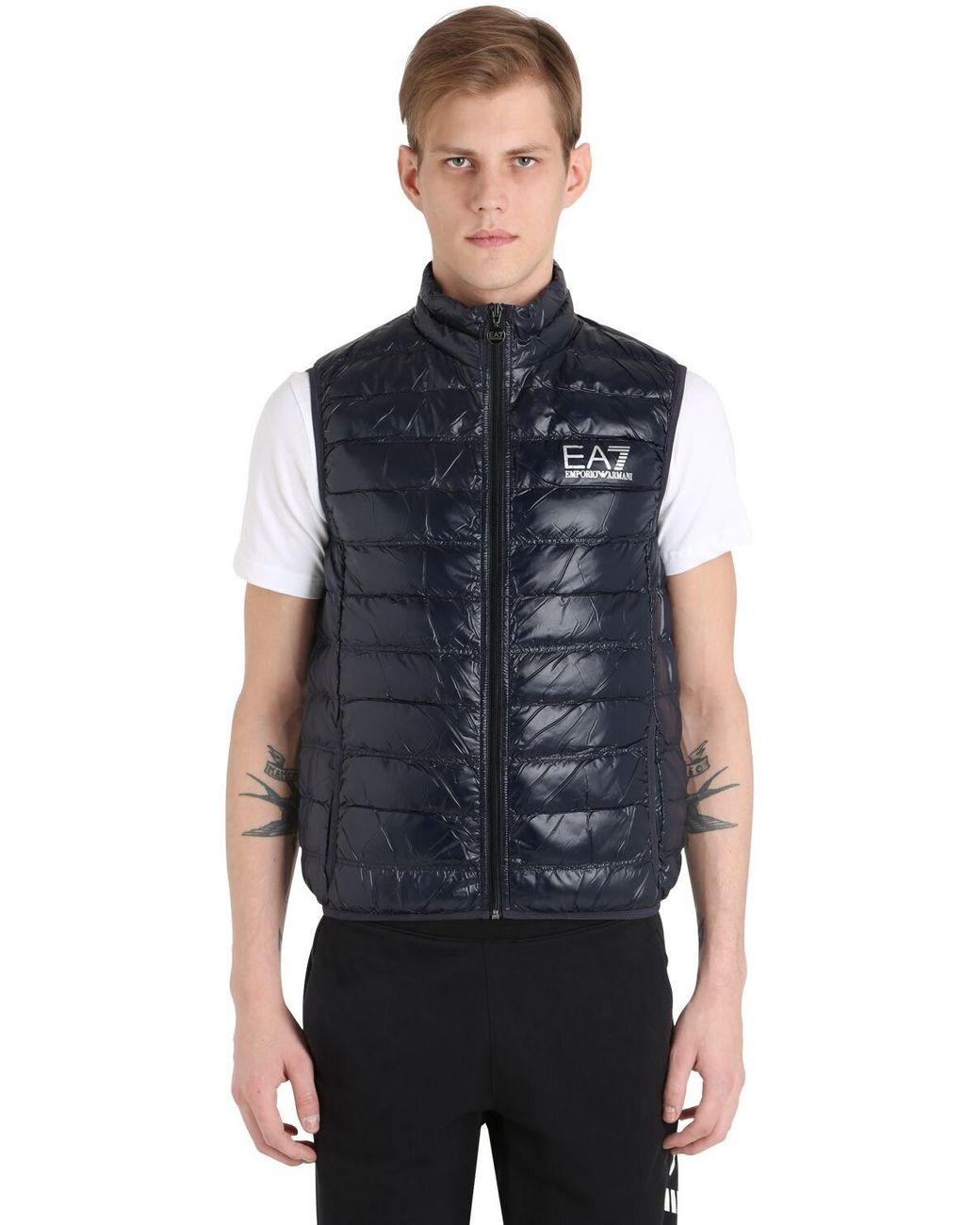 EA7 Synthetic Nylon Packable Quilted Down Vest in Navy (Blue) for Men Save 32 Lyst