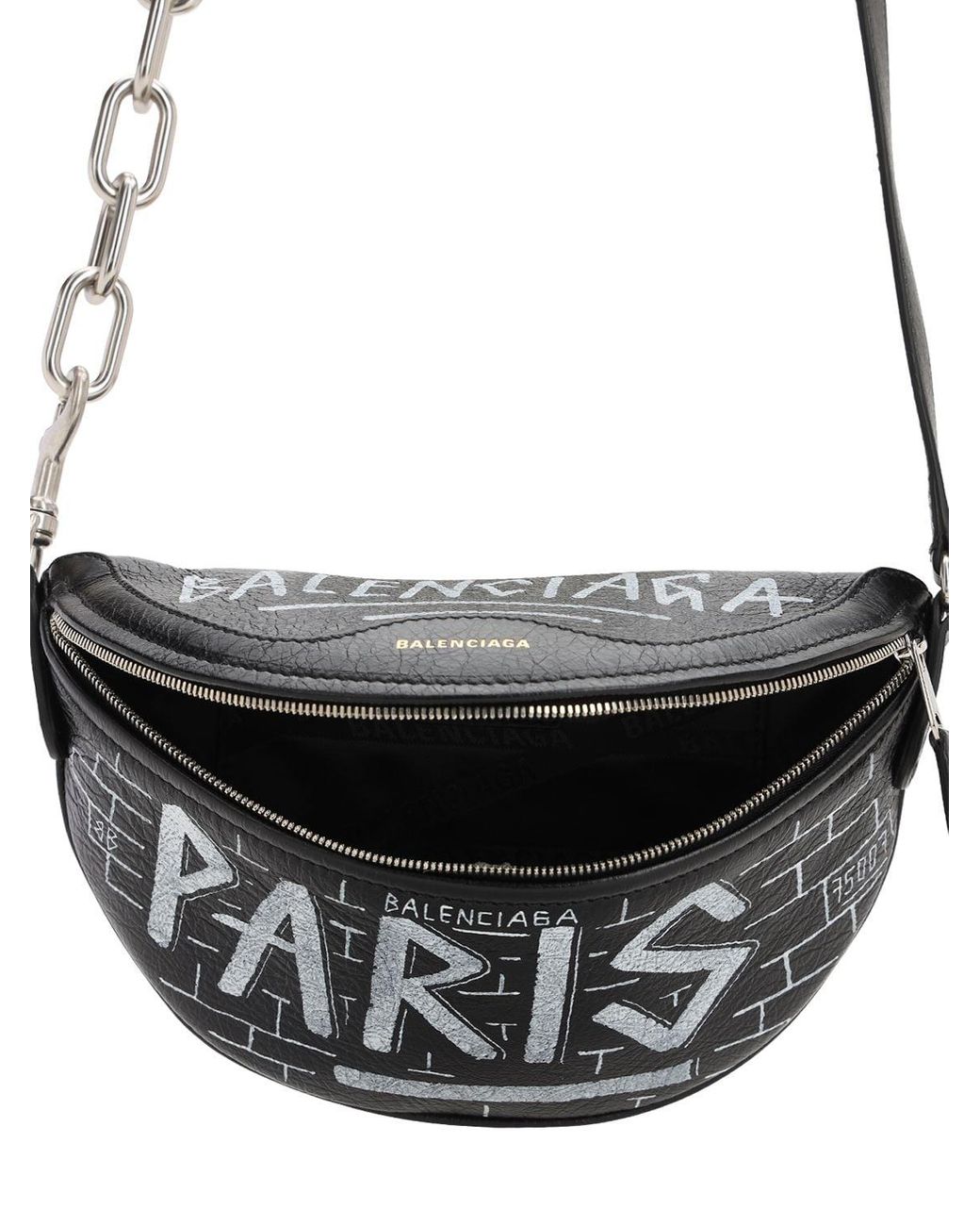 Balenciaga Xxs Souvenirs Graffiti Leather Belt Bag in Black Lyst