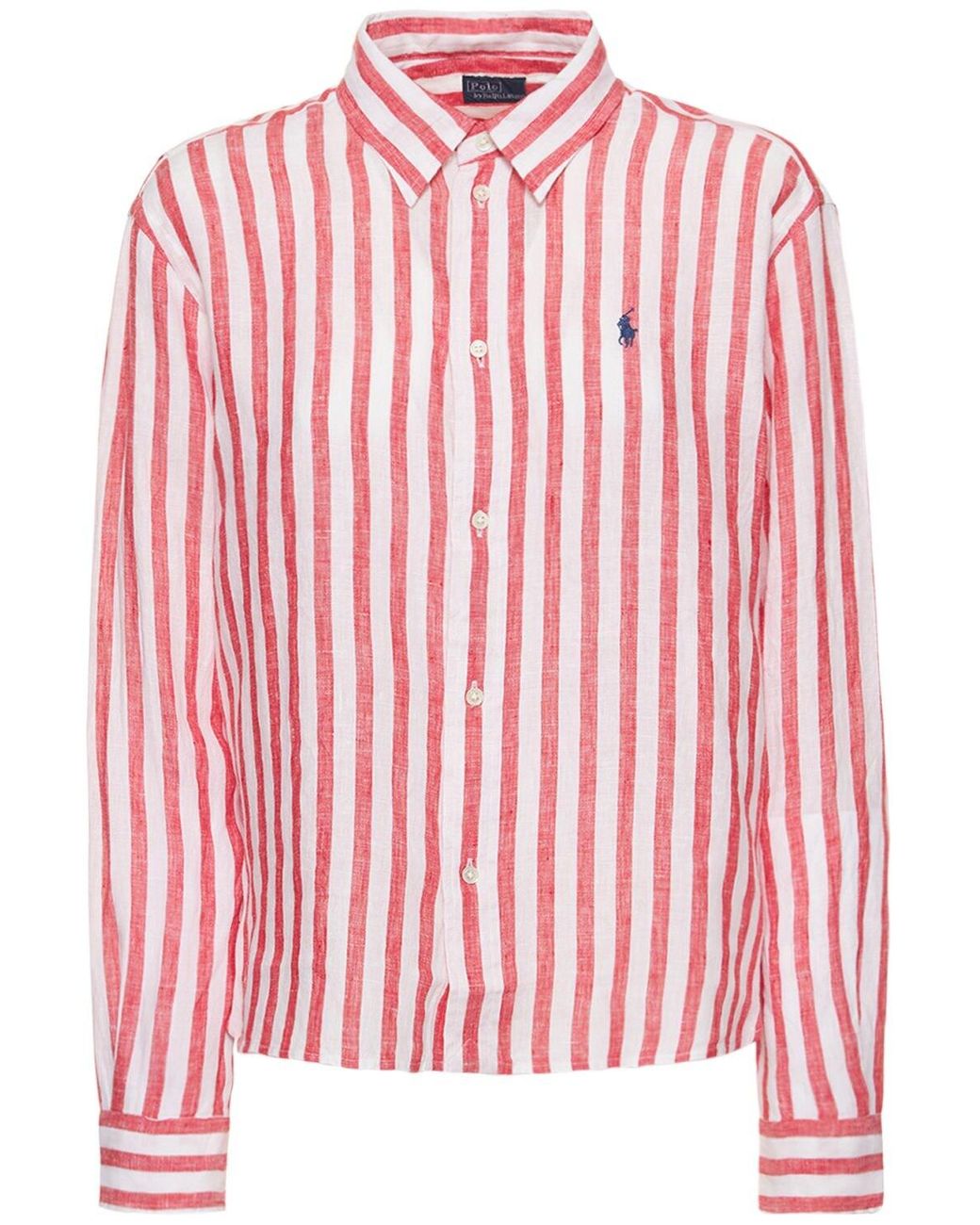 Polo Ralph Lauren Striped Linen Shirt in Pink | Lyst UK