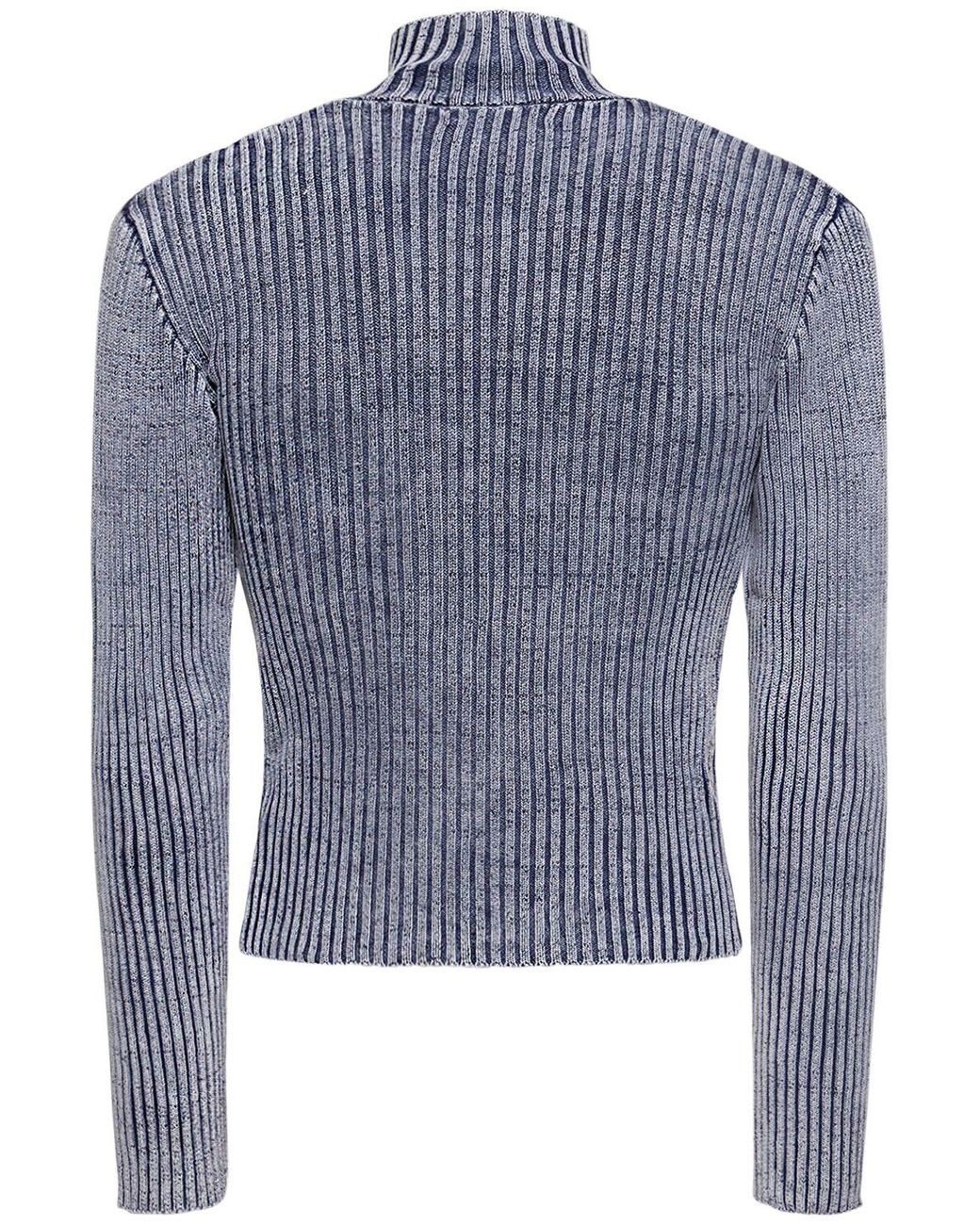 Jaded London Acid Rib Knit Zip-up Sweater in Blue for Men